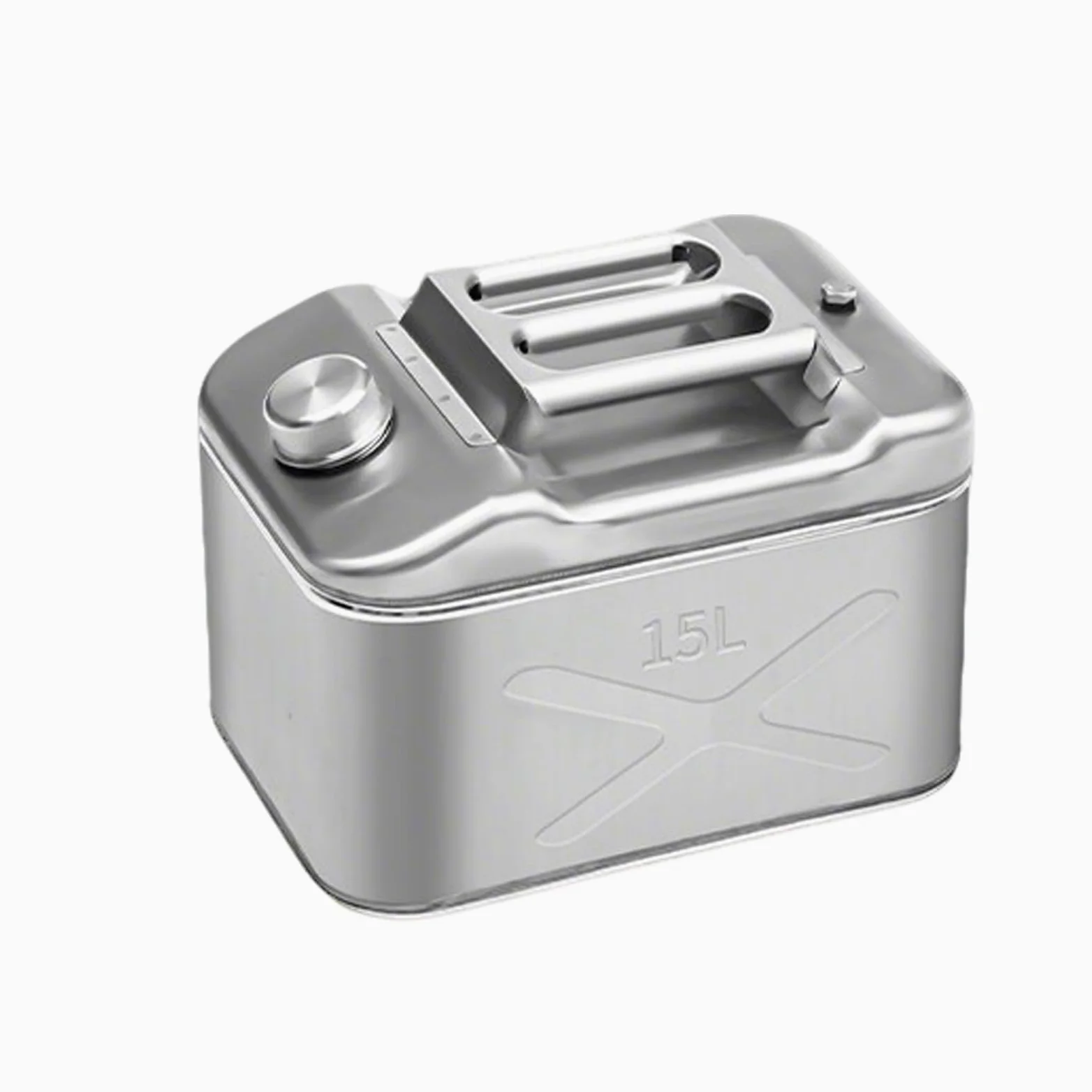 Bidón Metálico para Gasolina, Garrafa Gasolina, Fabricado en Acero Inoxidable 304, Ligero y Portátil, con Diseño Cuadrado, Ideal para Viajes en Coche y Acampadas(15L)