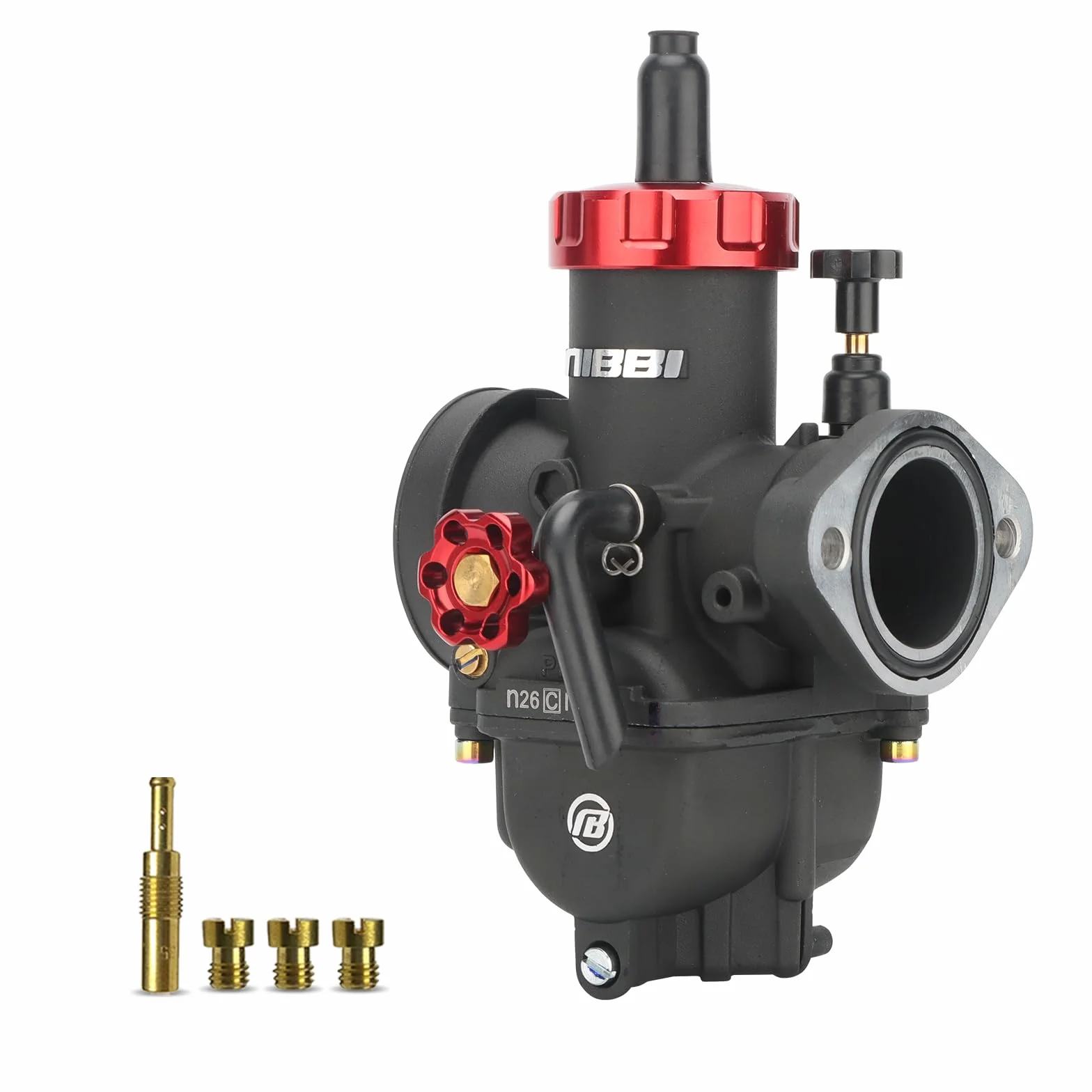 NIBBI PE 26mm Carburador Alto Rendimiento para Motos 150cc-200cc con 3 Boquillas un Inyección Piloto y Revestimiento Protector Apto para Cross, Dirt Bike, ATV, Motocross, Pit Bike, Mini GP