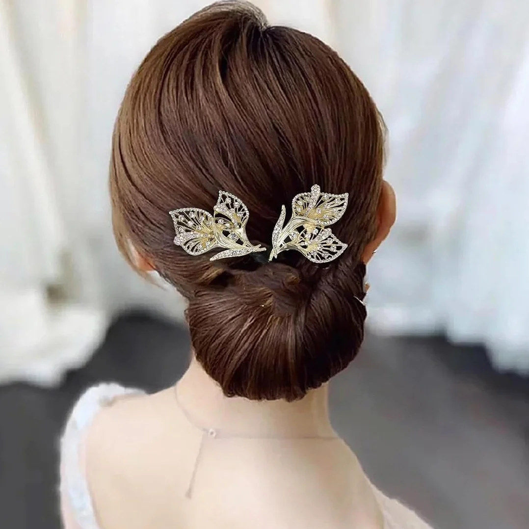 2 Piezas Gomas para el Pelo Moño Donut Herramienta de Rosquilla Giratoria, Accesorios para el Cabello de Diamantes Imitación