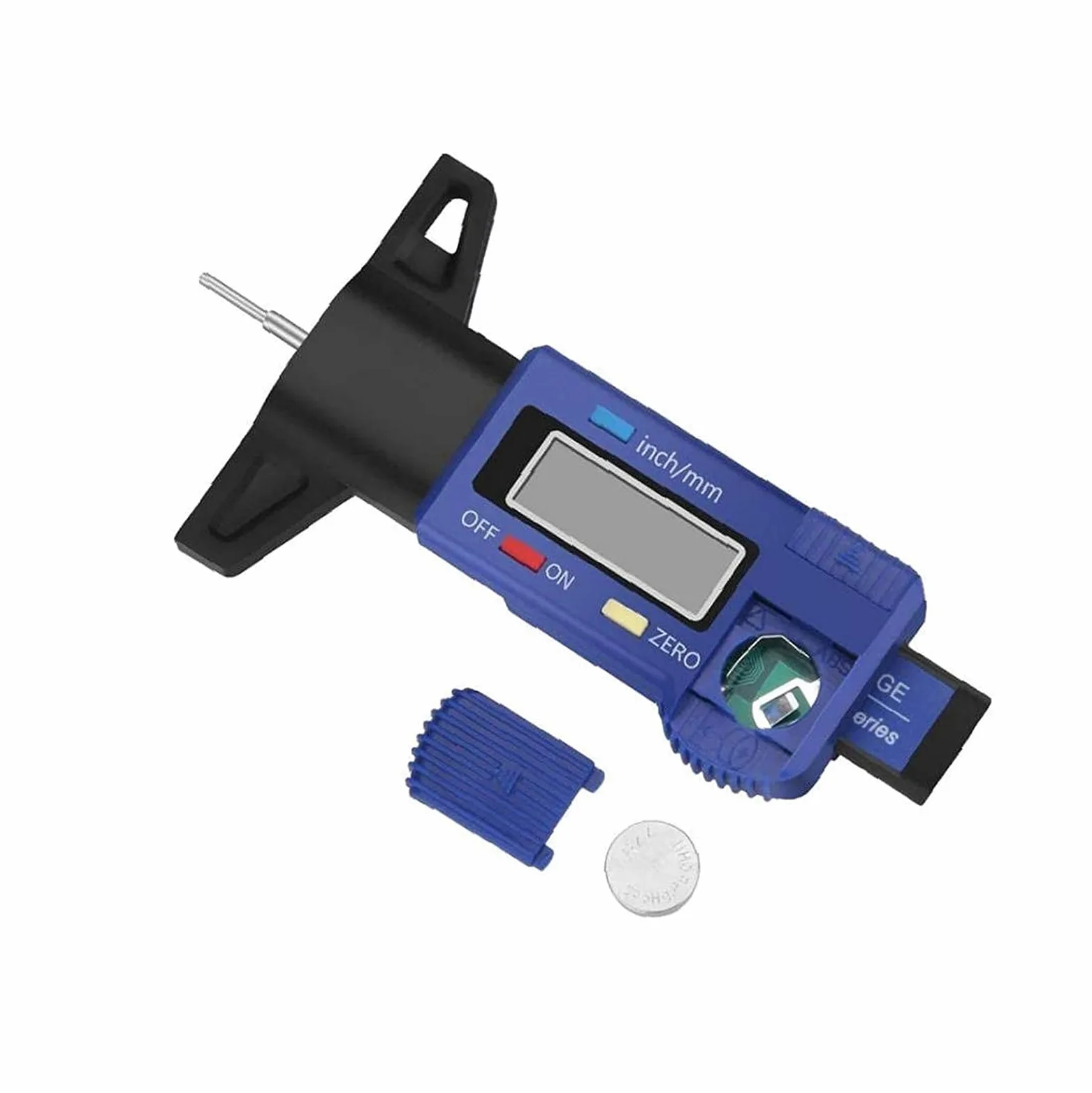 Medidor Digital de Profundidad de neumáticos Probador de Profundidad de Banda de Rodadura de neumáticos de 0-25,4 mm con Pantalla LCD Herramienta de medición de Calibre de Espesor Azul