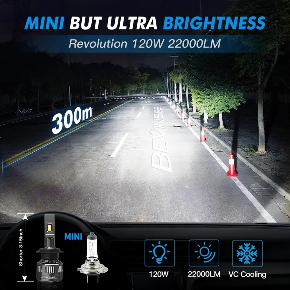Bombillas LED V45 H7 CANBUS H4 H11 H1 de alta potencia, 120 W, 22000 LM, 9005 HB3 9006 HB4 H8 H9 9012, faros LED for coche, 12 V(H4/9003/HB2 Hi/Lo)