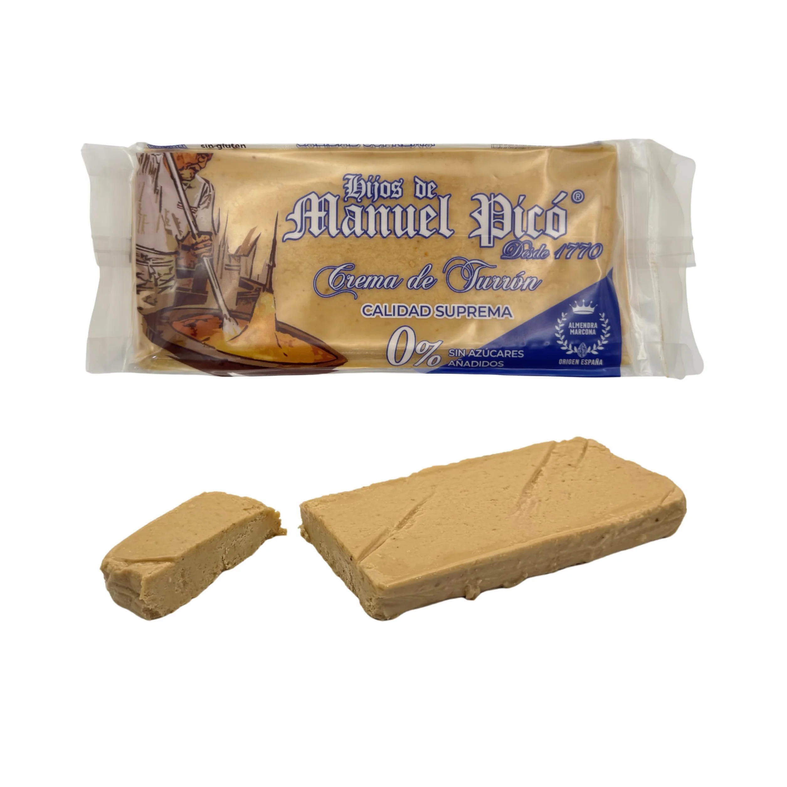 Hijos de Manuel Picó Turrón de crema sin Azúcar Añadido 300g Artesanal Fabricado en Jijona