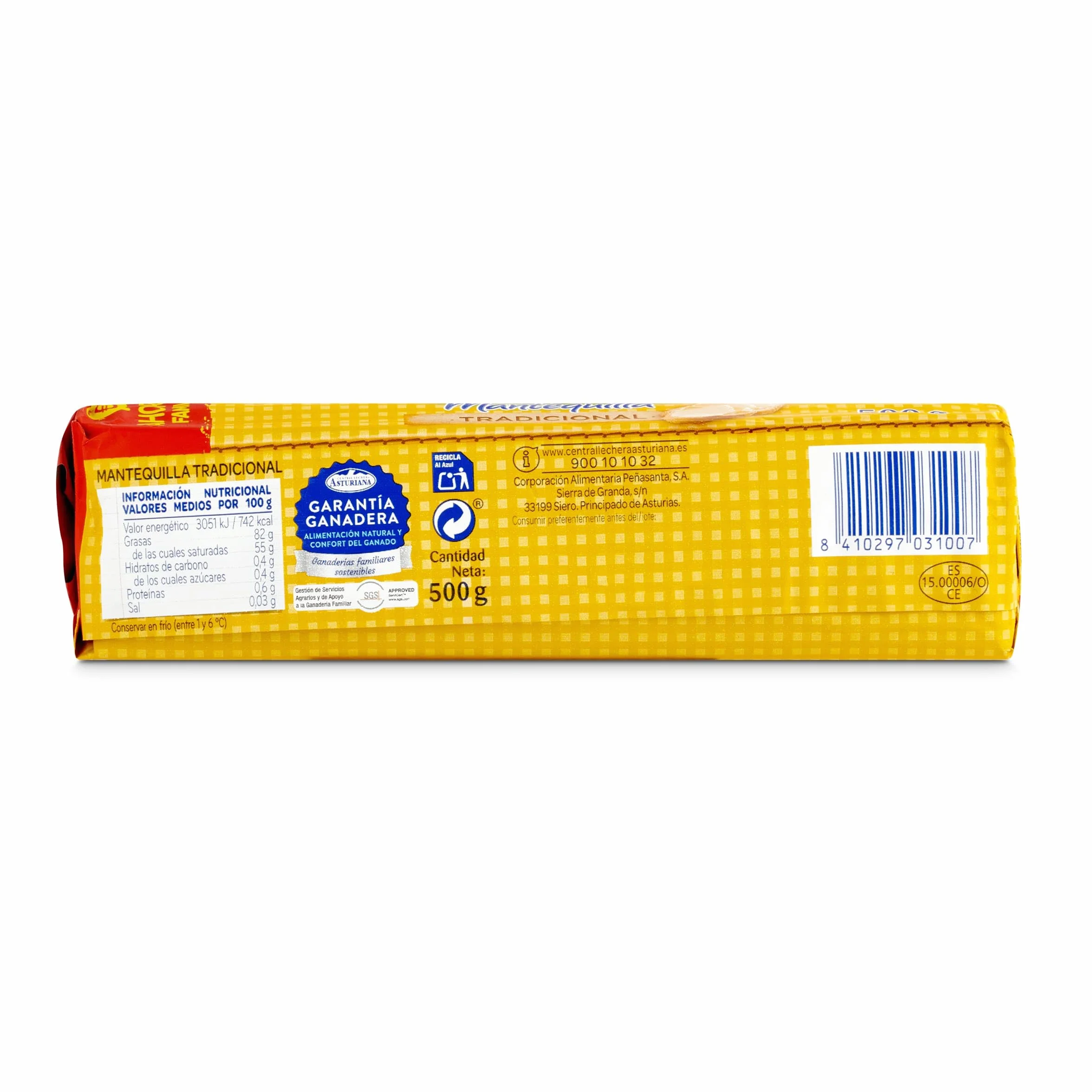 Central Lechera Asturiana Mantequilla Tradicional Rulo 500g