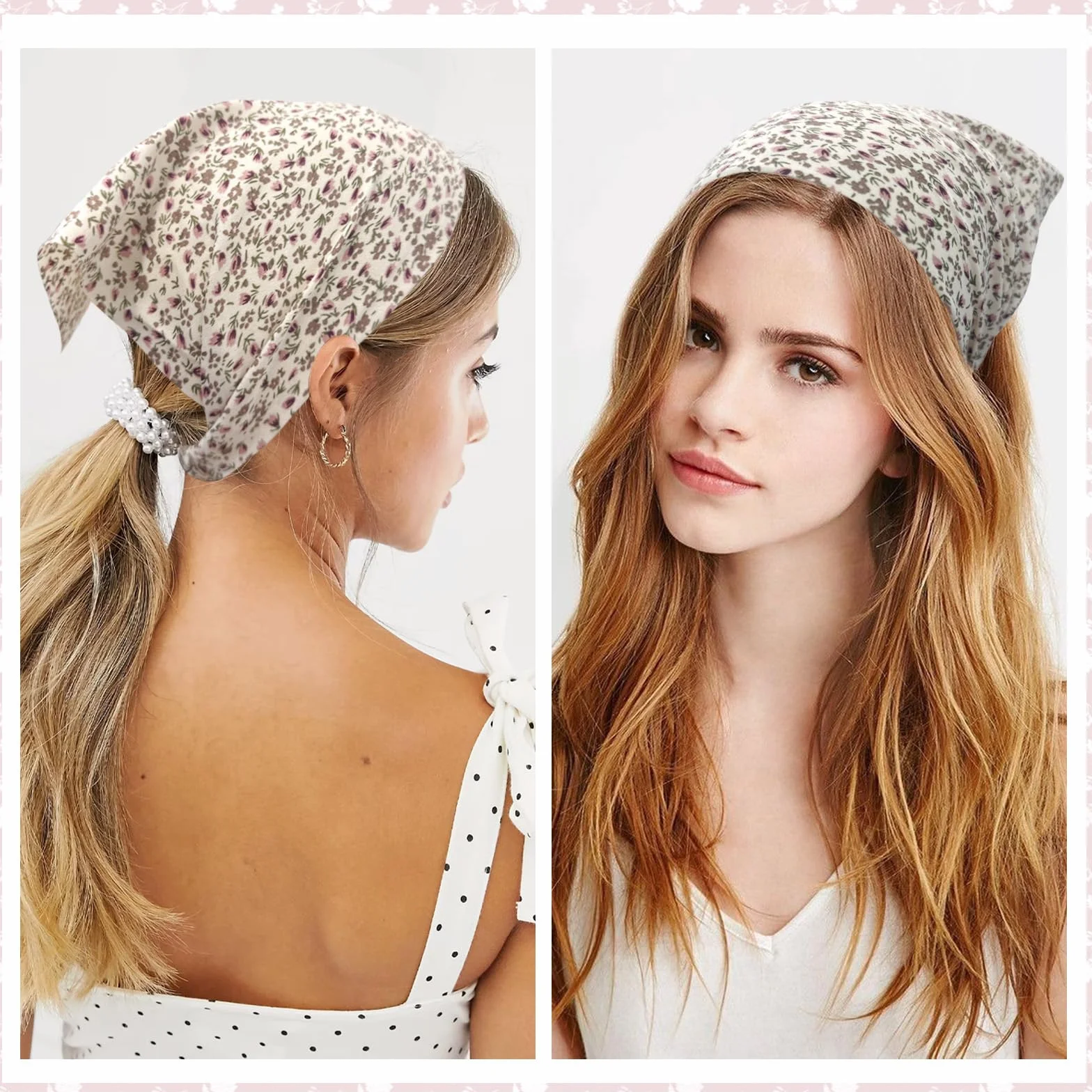 Pañuelos para mujer con flores, diademas elásticas boho de gasa, accesorio para el cabello para mujer y niña
