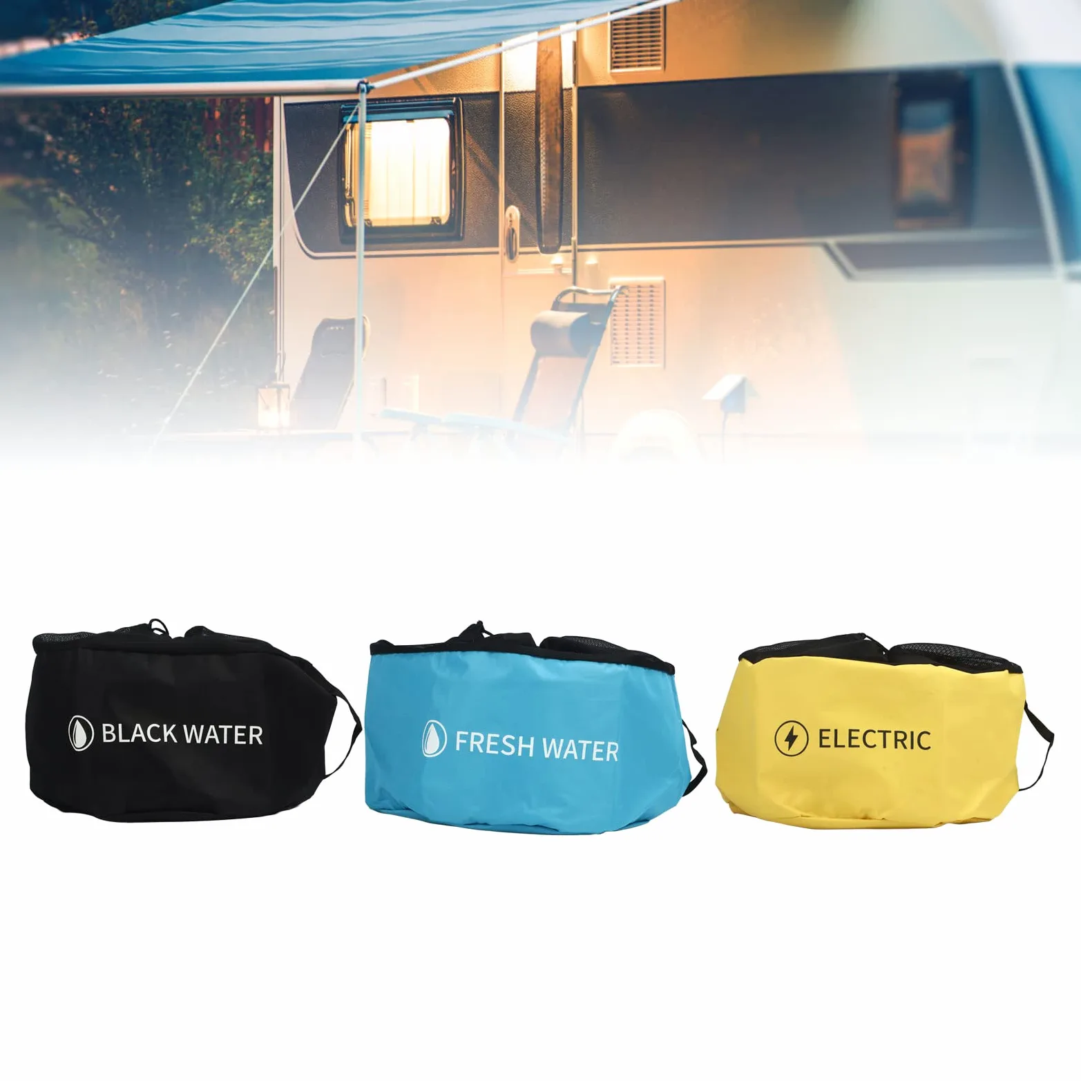 Bolsa de Almacenamiento para Manguera de Caravana de 3 Unidades, 3 Colores de Bolsa de Almacenamiento para Equipo de Caravana, Accesorios Multifuncionales para Caravana con Gancho (3 capas)