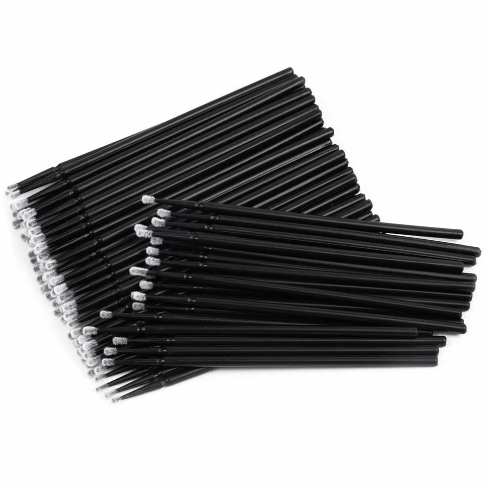 LOPHE Microcepillos Aplicadores 200pcs Mini Cepillo de Micro Herramienta de Injerto de Pestañas Varitas Desechables Negro