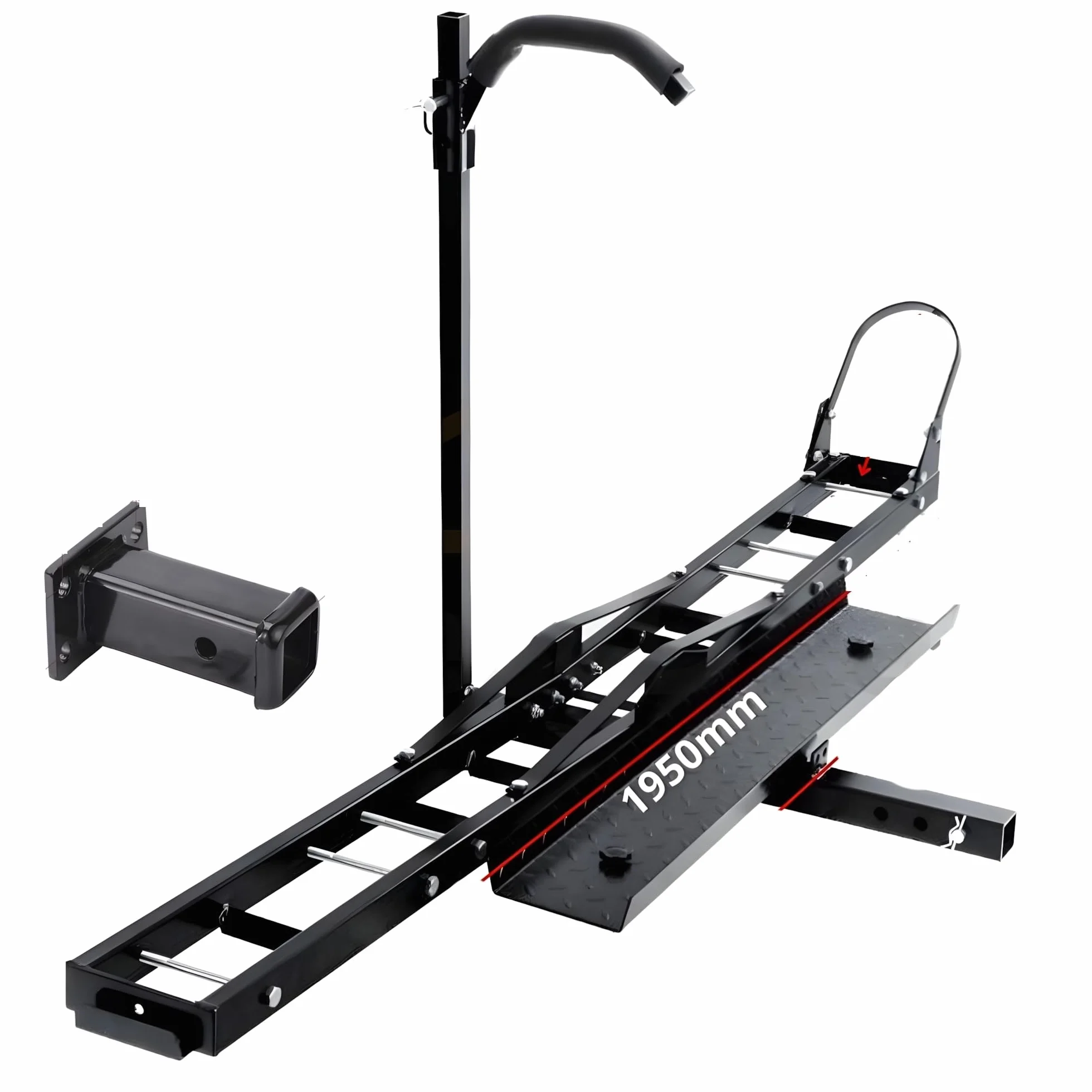 Portamoto enganche Scooter con rampa de carga 227 kg + adaptador de 2 pulgadas 90 x 55 mm