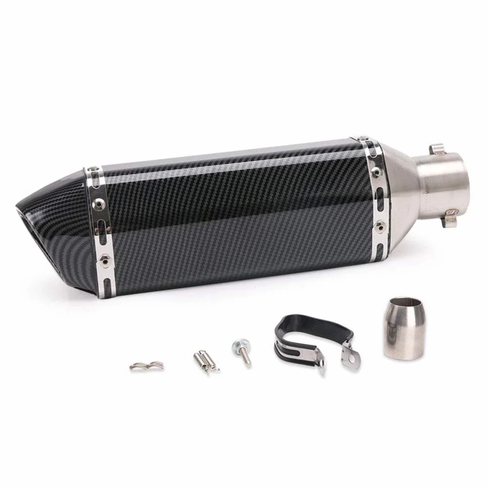 PACEWALKER 38-51mm Silenciador de Escape para Motocicleta Estilo Carbono Universal 1.5-2"Slip de Admisión en silenciador de Escape con DB Killer Extraíble para Yamaha Suzuki