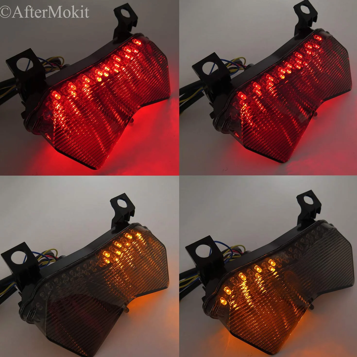 AfterMokit Luz trasera LED de repuesto integrada con intermitentes para Kawasaki Ninja ZX-6R ZX636 ZX-6RR ZX600 2003-2004 Z1000 2003-2006 6 pulgadas agujero centro lente humo