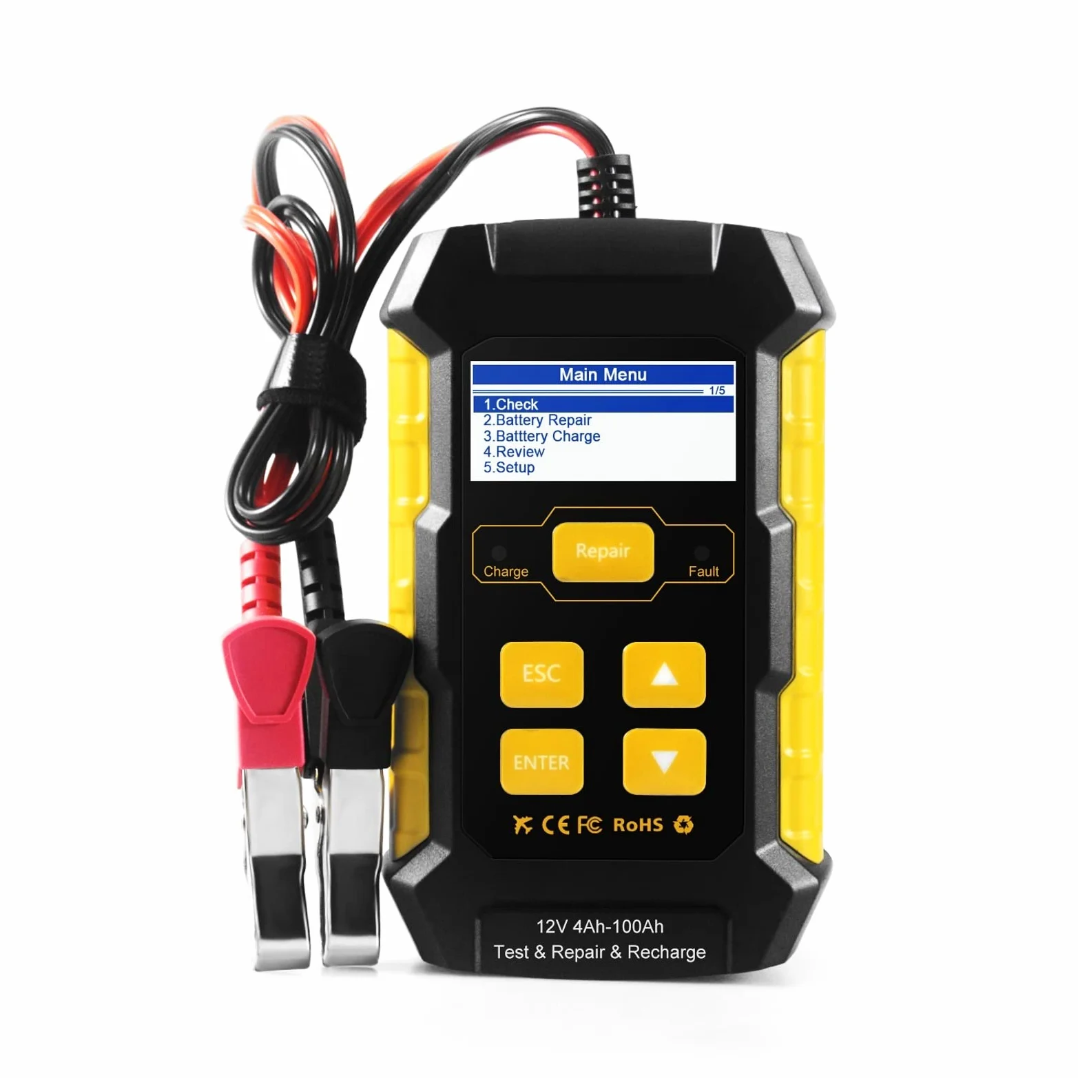Comprobador de baterias de coche Kw510 Tester de batería de automóvil Reparación de pulsos de automóviles Cargadores de batería automotriz Herramienta de mantenimiento de dispositivos de diagnóstico a