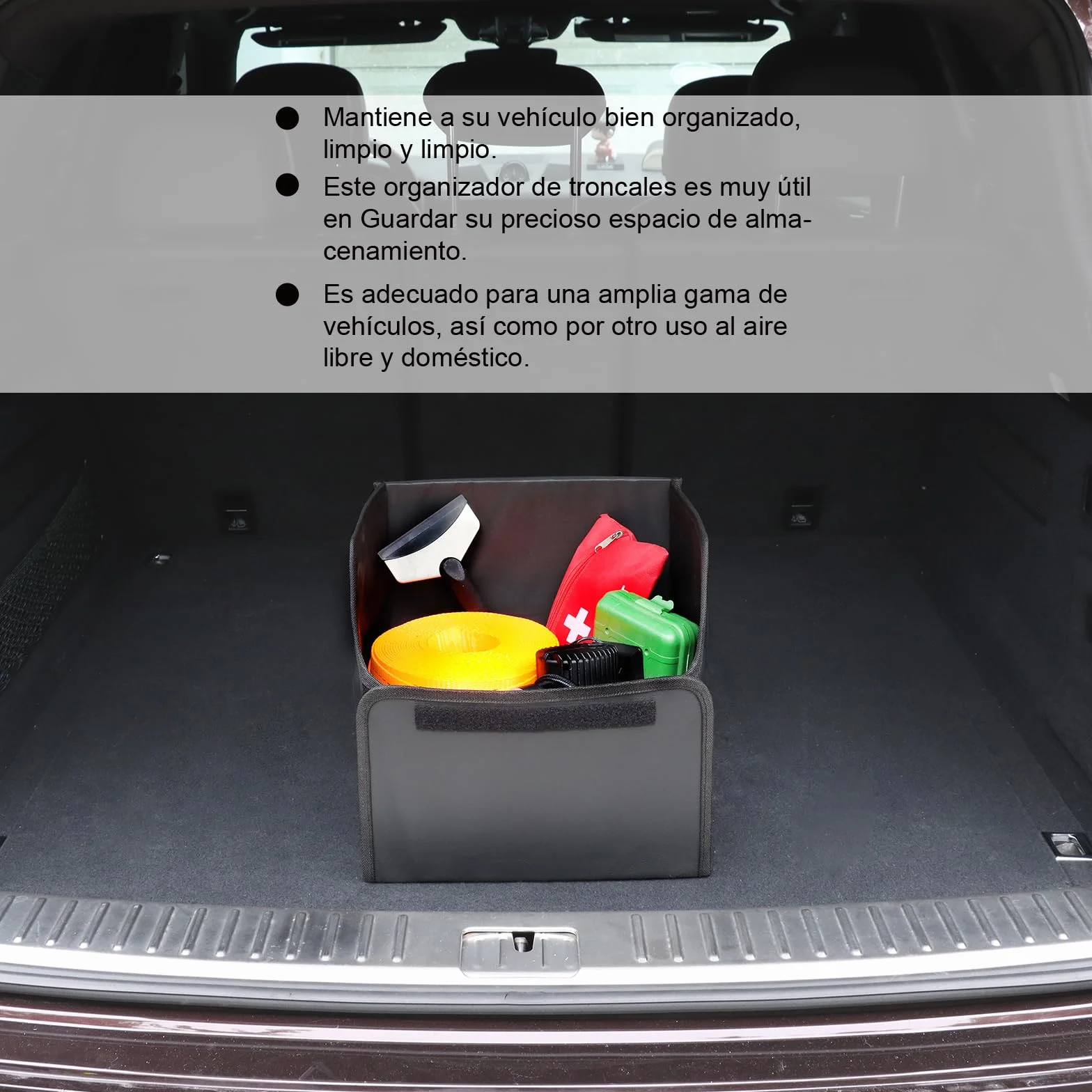 Organizador de Maletero Plegable de PU – Caja de Almacenamiento Multiuso para Coche, SUV y Camión – Gran Capacidad – Base antideslizante – Impermeable