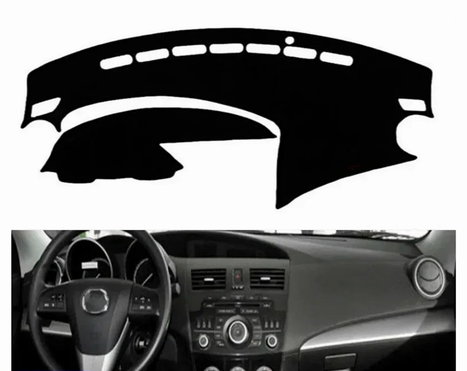 Fundas salpicadero para Mazda 3 para M3 para BL 2009-2013 Cubierta para Tablero Automóvil Tapete Antideslizante Tapete Tablero Protector Solar Accesorios para Automóvil(LHD Black)