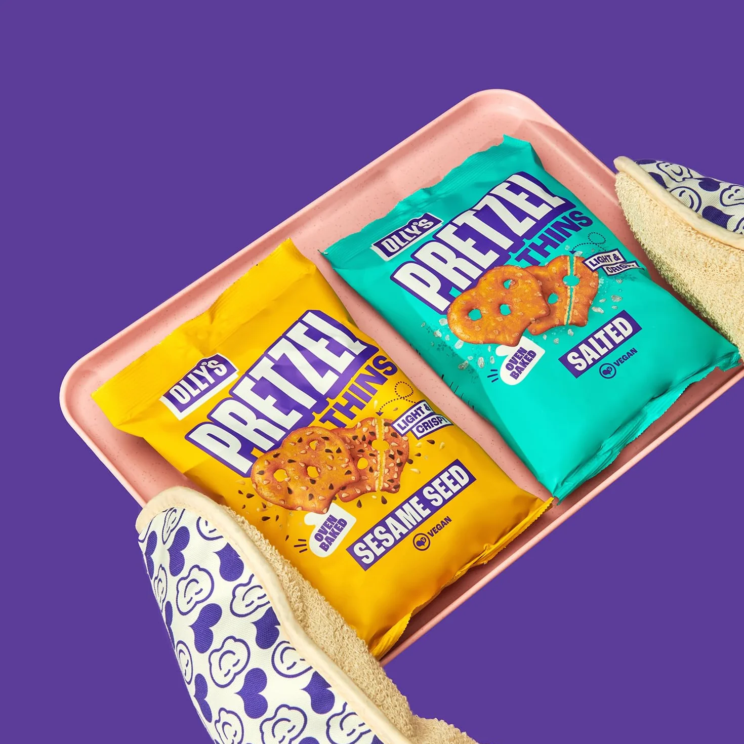 Olly's Pretzels horneados con Semillas de Sésamo, Snacks Veganos, Bolsa 140g