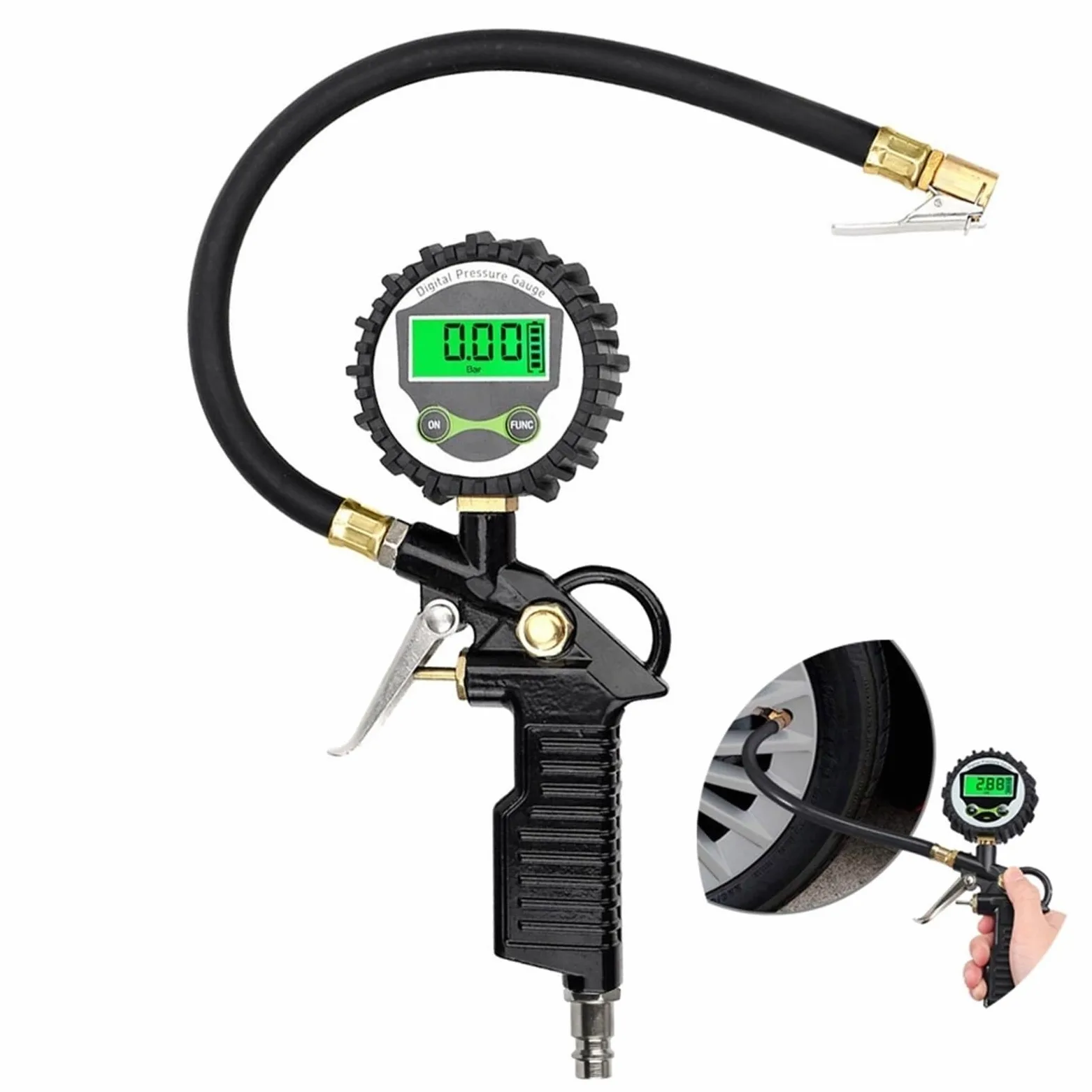 Manometro Presion Neumaticos Inflador de presión de aire for neumáticos de coche, indicador de pantalla, retroiluminación Digital, probador de vehículos, manómetro de control de inflación Medidor Pres