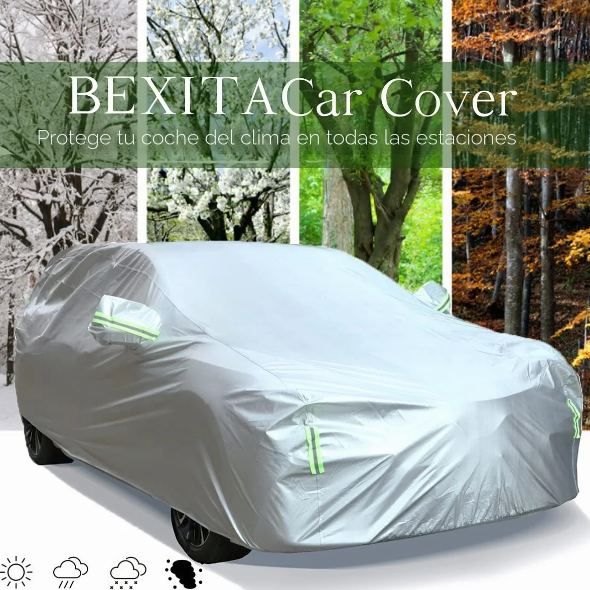 Funda de Coche Exterior Impermeable A Prueba de Polvo Nieve Protección UV para Hatchback Longitud hasta 430 cm