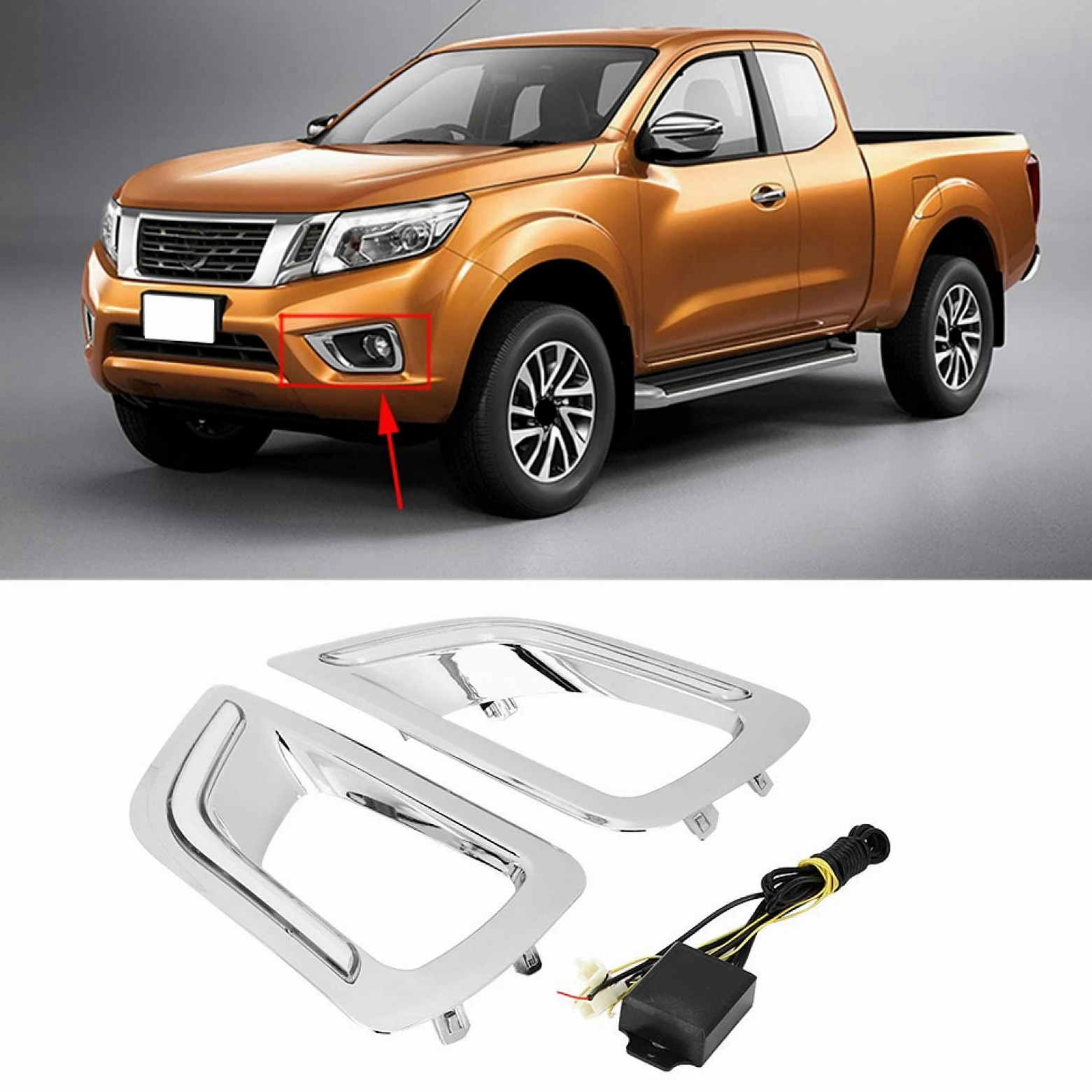 Luz de circulación diurna, lámpara de circulación diurna, 2 piezas de dos colores con luz de señal de giro apta para Navara Np300 15-18 Led de silicona