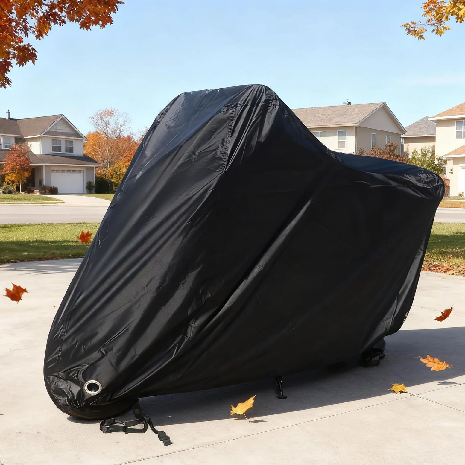 XYZCTEM Funda Impermeable para Scooter, Cubierta para ciclomotor, protección Exterior contra el Agua, los Rayos UV, el Viento. Negro, 72 Pulgadas L