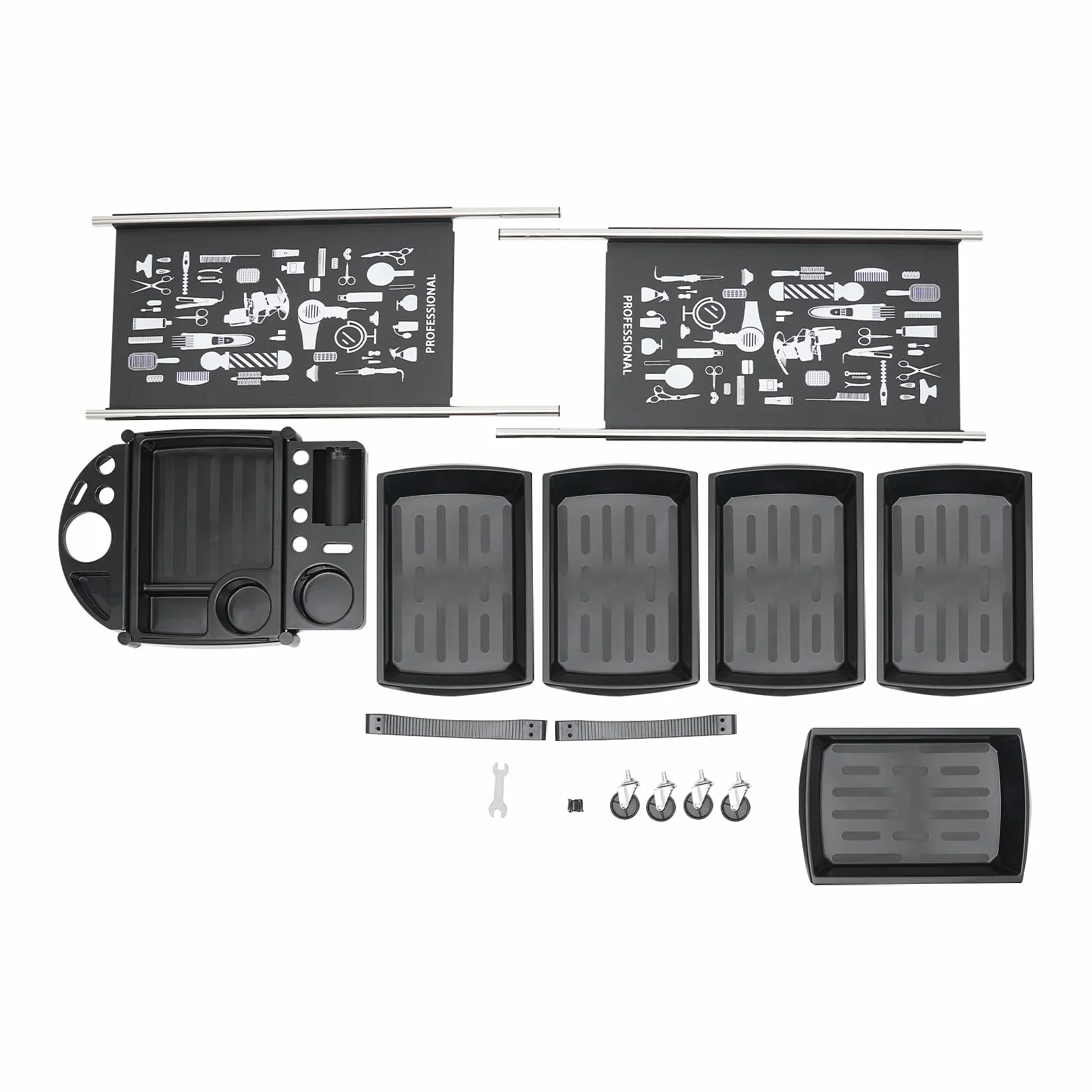 Carro de servicio para peluquería 5 cajones apilable negro