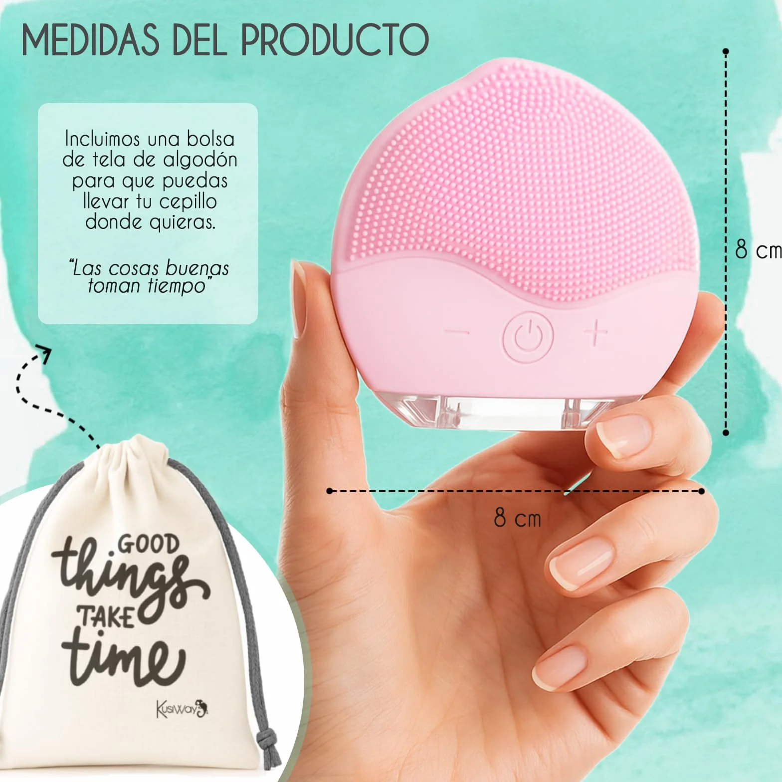 Attitude Cepillo facial limpiador eléctrico recargable de silicona resistente al agua IPX6
