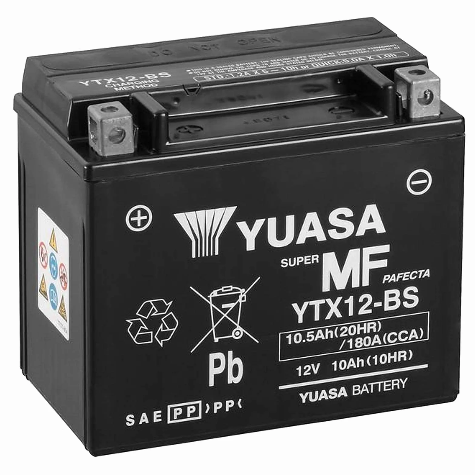 Batería moto Yuasa YTX12-BS 12V 10Ah Sin mantenimiento 150x87x131 mm