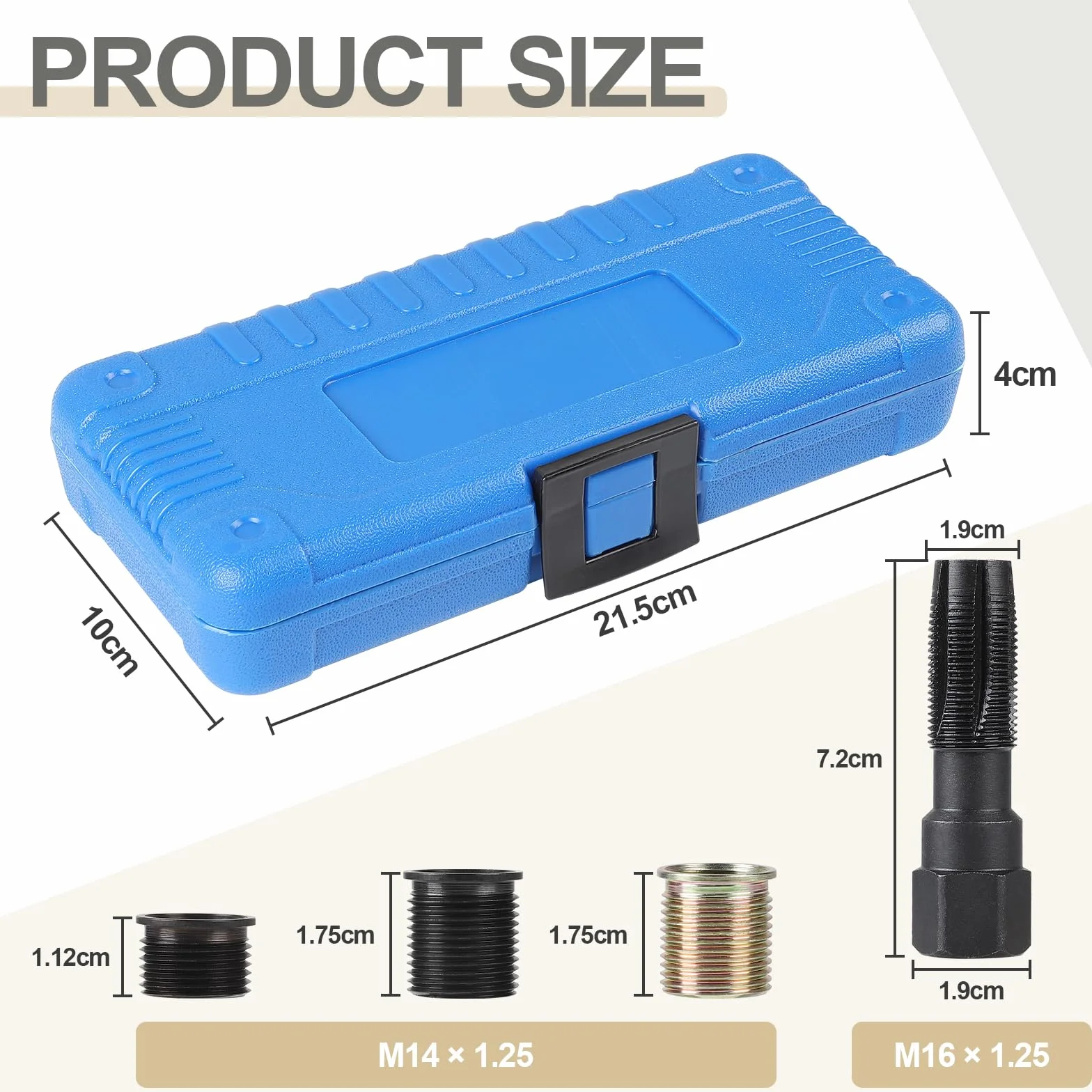 efuturetime 16 Piezas Kit de Reparación de Roscas de Bujías M14 X 1,25mm, Reparar Roscas de Bujías Dañadas en Culata Coches y Cortacéspedes Motores