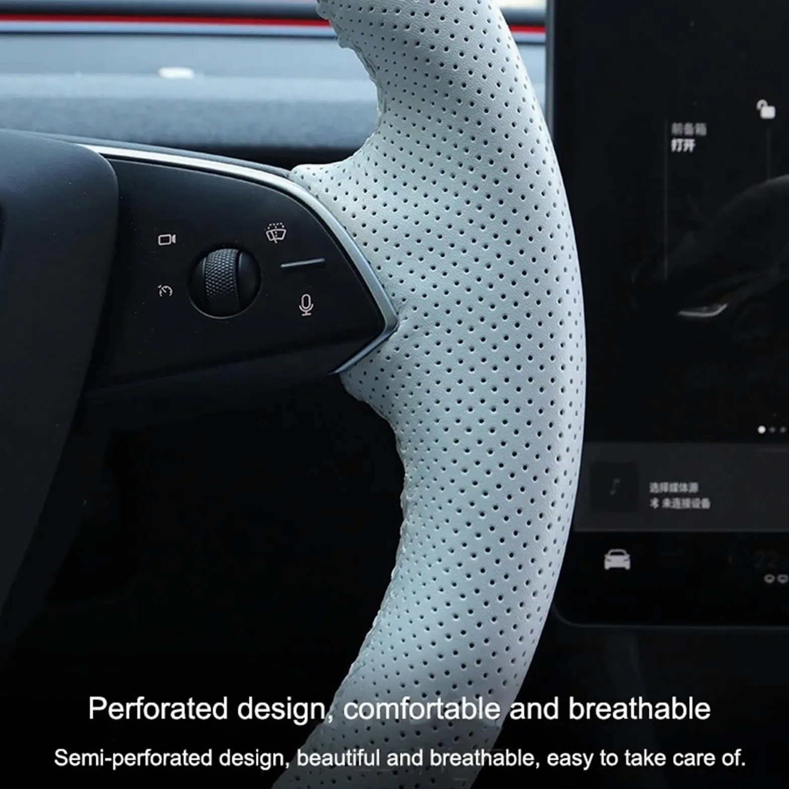 Funda de Volante de Cuero Cosida a Mano para Tesla Model Y Juniper Model 3 Highland Funda de Volante Antideslizante