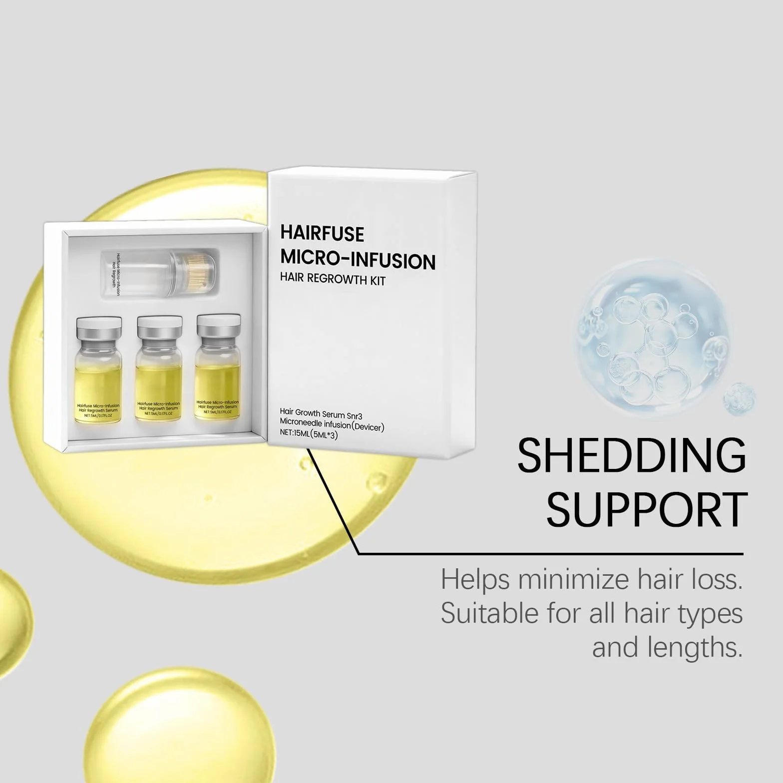 Sistema de Crecimiento del Cabello, Micro-Infusion Hair Regrowth Kit, Tecnología de Microinfusión Indolora