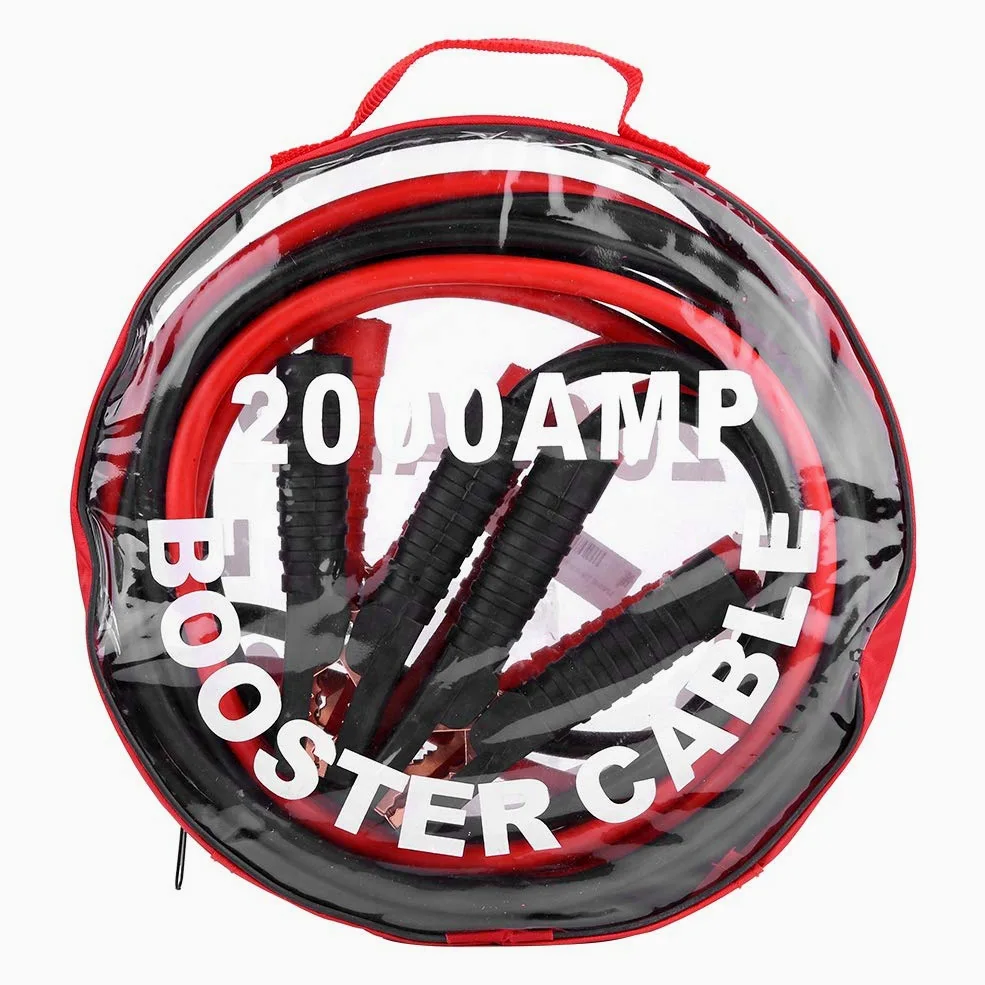 SIXRUN Cable de BateríA de Automóvil de 12 V, Cable de Puente de BateríA de Emergencia de Cobre Puro 4 M 2000 A, Terminales Aislados Codificados por Colores, Cables Flexibles Rojos y Negros para