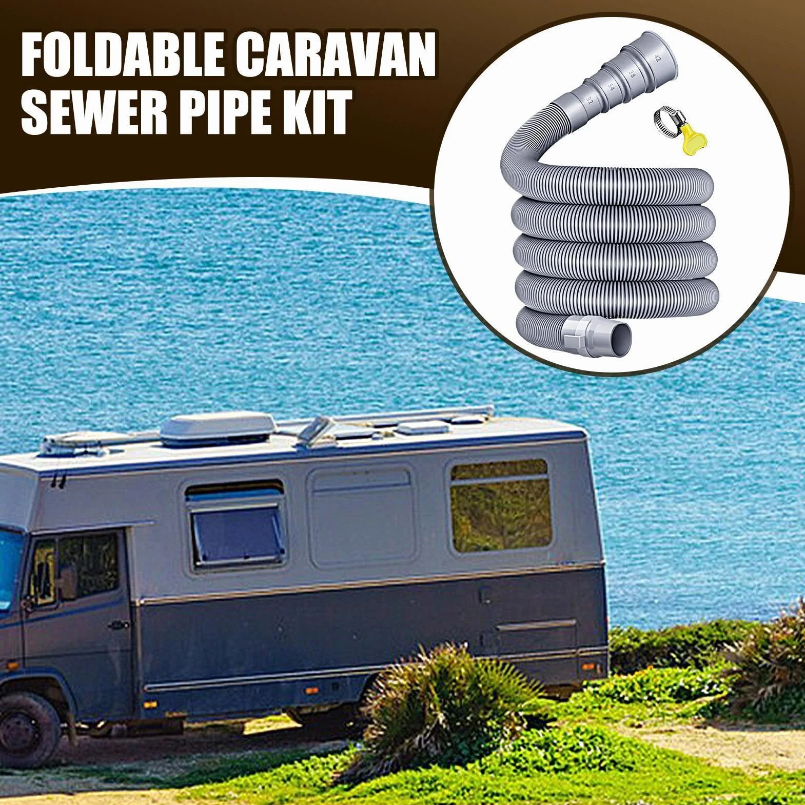 Manguera Para Evacuación De Autocaravana, Tubo De Alcantarillado Paras Caravanas Con Adaptador Ajustable, Tubo Des Drenaje Plegable, Para Viajes Y Aire Libre