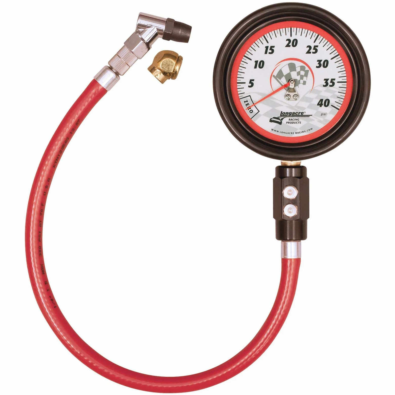 Longacre Racing 52011 Tire Gauge 0-40PSI 3.5in GID Dual Bleed
