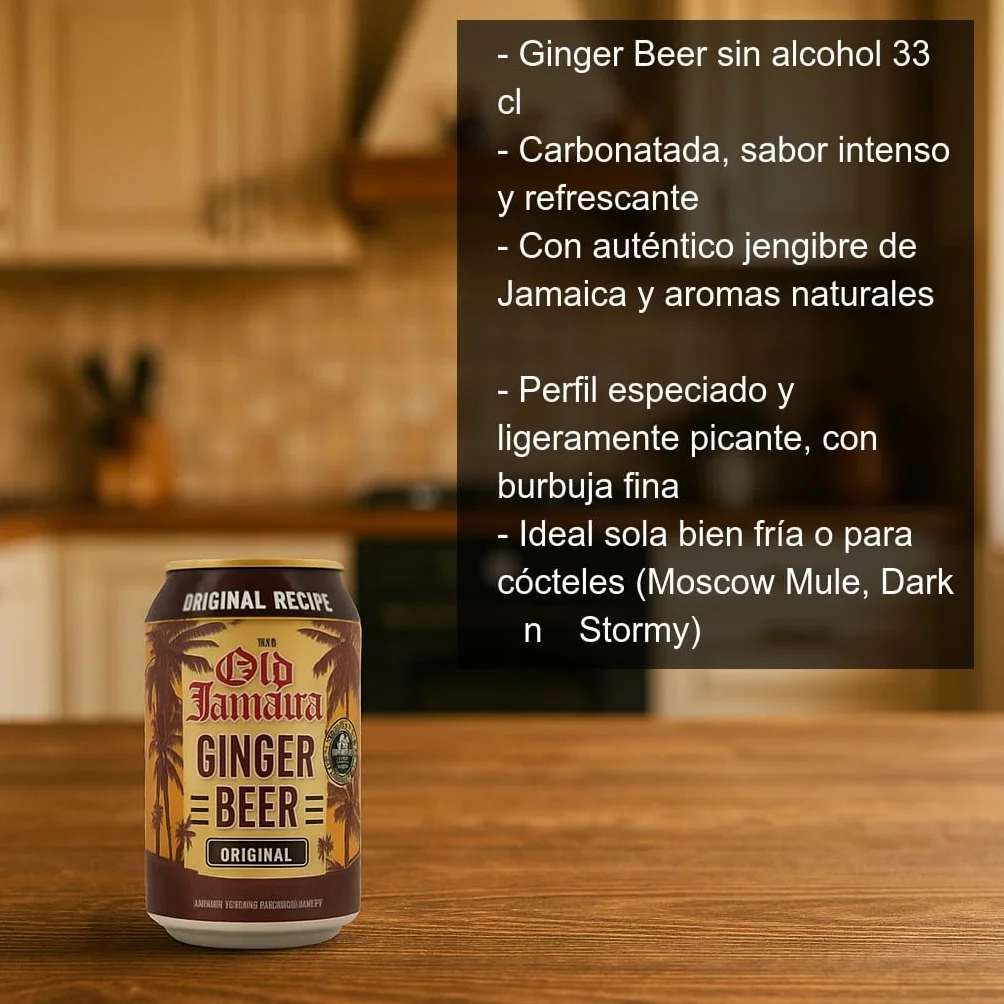 Ginger Beer sin alcohol 33 cl Pack 3 botellas, carbonatada con jengibre de Jamaica