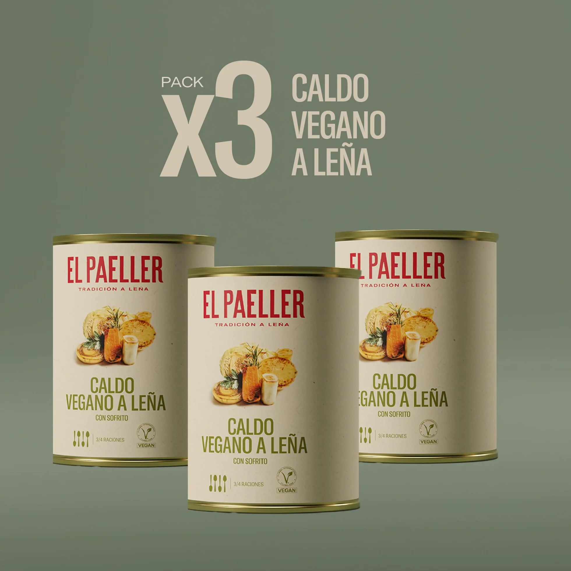 Caldo de Verduras Vegano 100% Natural Cocinado a Leña Pack 3 Litros