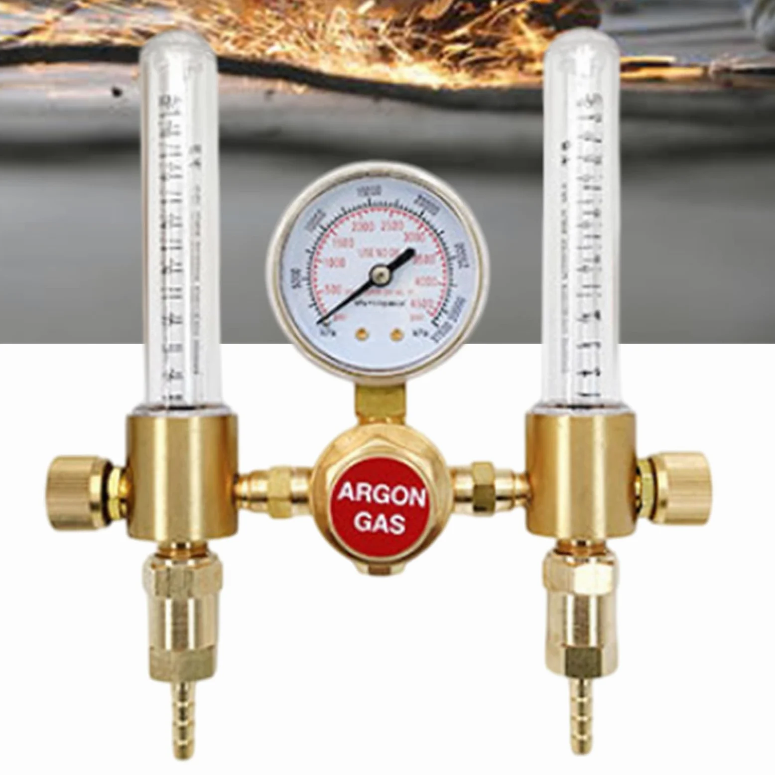 Medidor de presión de latón de doble puerto con diseño resistente a la erosión para sistemas industriales y argón de doble puerto, manómetros de control de presión de argón