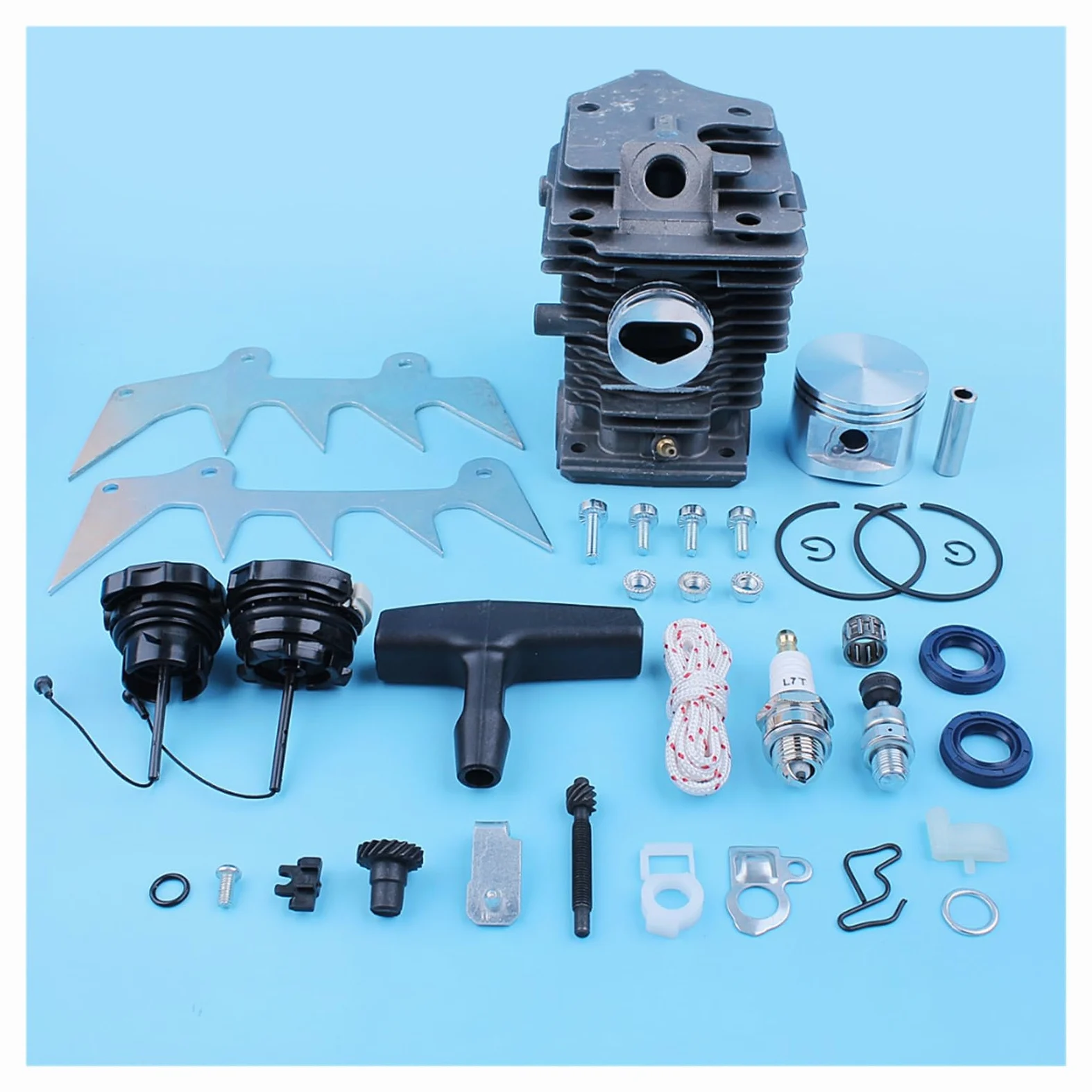 Pistón de cilindro 46mm, Kit ajustador picos for perros for Stihl MS280 MS270 MS 270 280, trinquete arranque con tapa Gas for motosierra