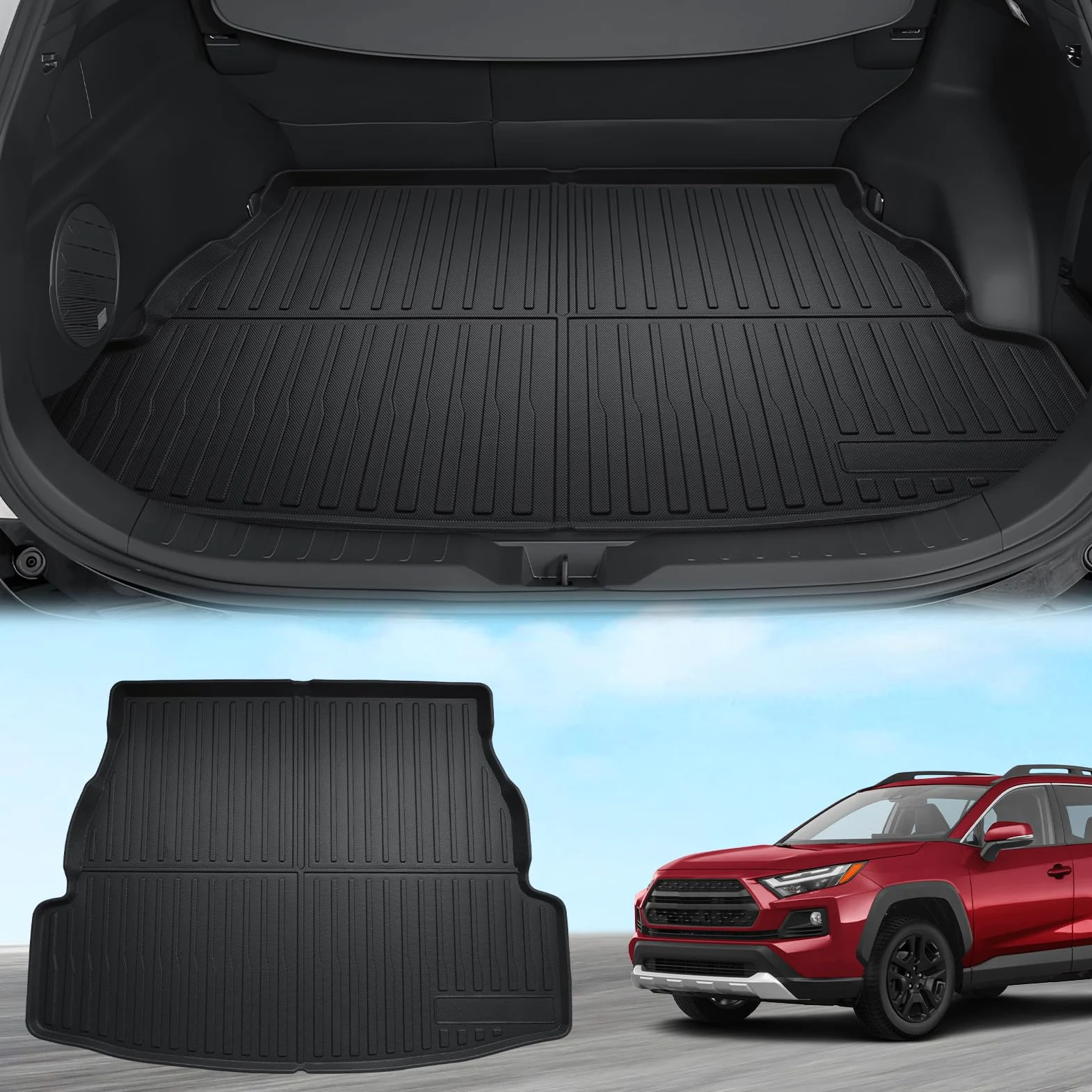 ECOZEN 3D Alfombrilla Maleter Toyota RAV4 XA50/Hybrid/PHEV/GR 2019-2025 TPE Alfombrilla de Goma para Maletero Impermeable Antideslizante Borde Alto Todo Clima Alfombrilla Maletero Toyota RAV4