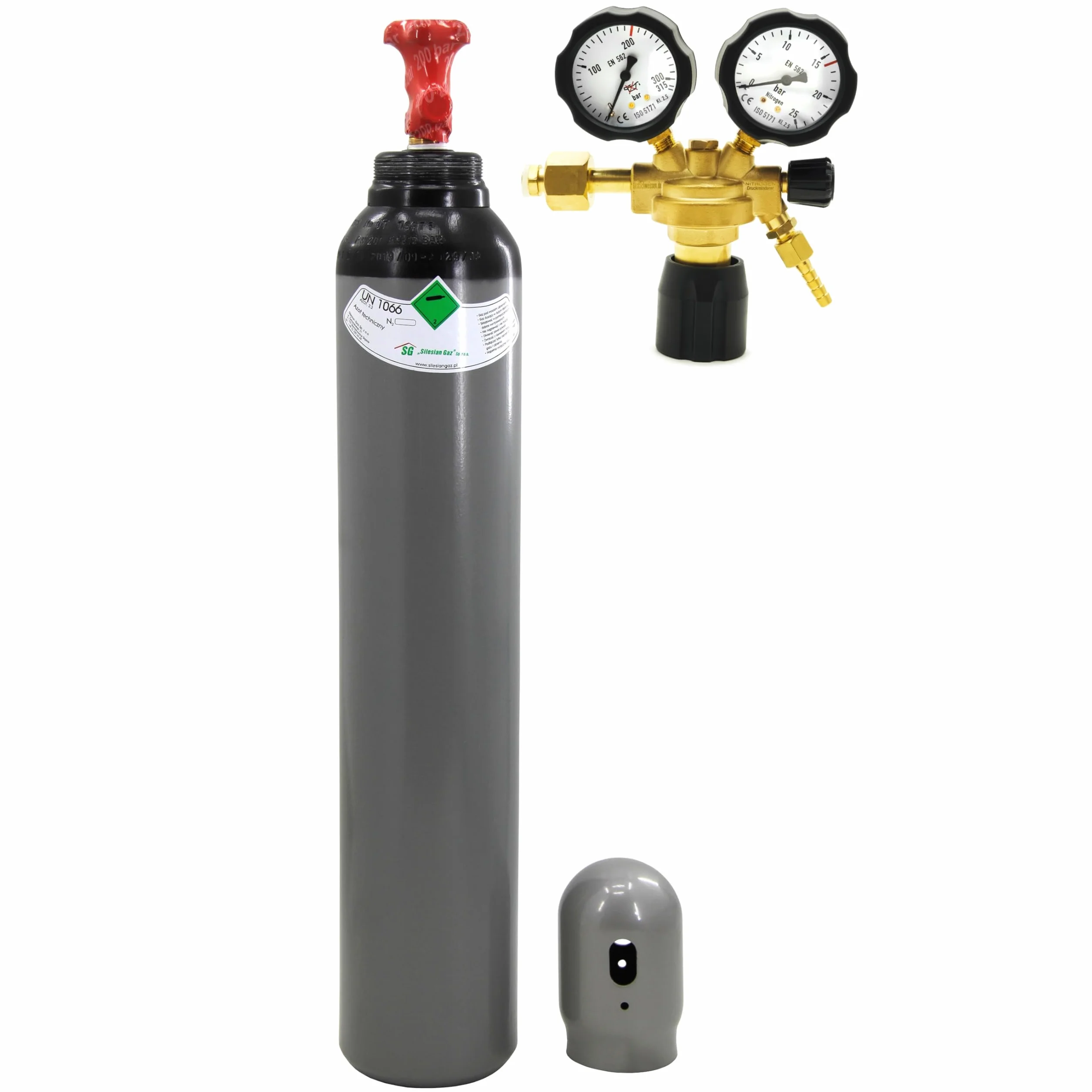 Botella de gas de nitrógeno, 8 litros, 1,6 m3, aire acondicionado, sudor inflado de neumáticos con reductor