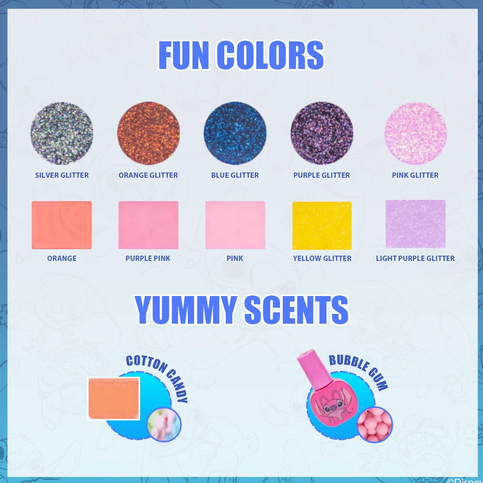 Stitch Set Maquillaje con Espejo Luminoso Gloss y Esmalte