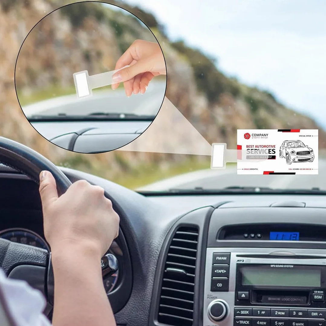 6 Soportes Transparentes Para Coche, Estacionamiento, Tarjetero Con Adhesivo Para Parabrisas, Clip Independiente Para Documentos, Soporte Para Boletos De Parabrisas De Coche (Transparente)