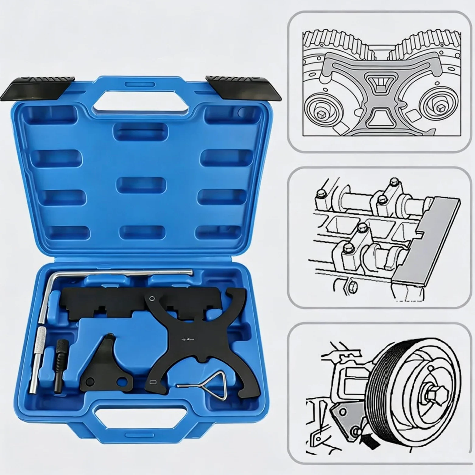 Herramientas Ajuste Motor Compatible Con Ford Para C-Max Para Fiesta Para Focus 1.6 TI-VCT 1.6 Duratec Para EcoBoost Kit De Herramientas De Ajuste De Bloqueo De Sincronización Del Motor