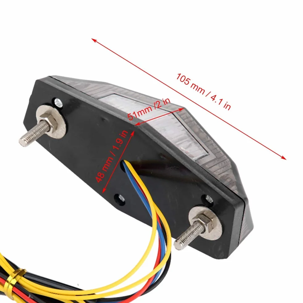 Yctze Lámpara de cola LED modificada para motocicleta, luz de advertencia de luz trasera Luz trasera con señal de freno