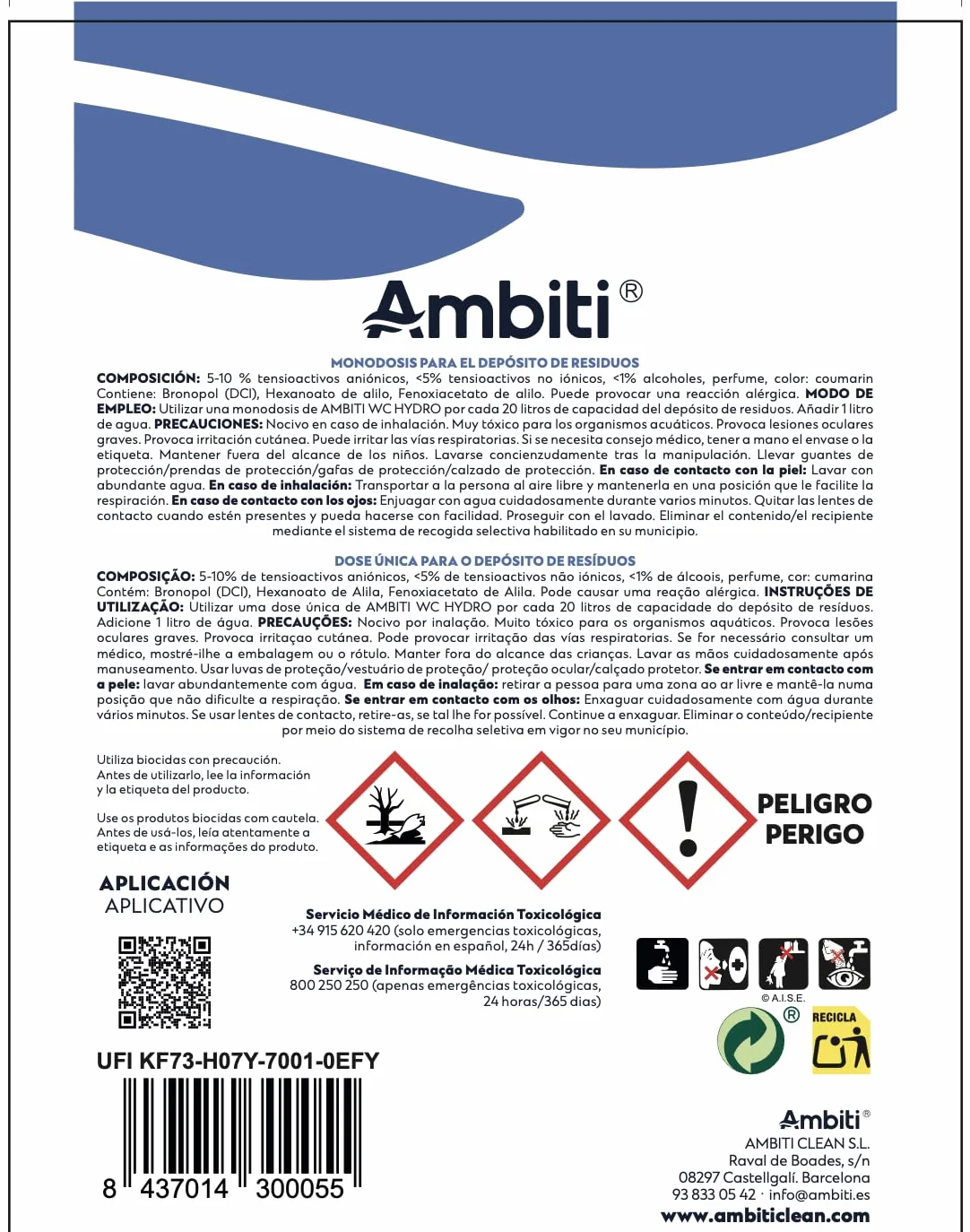 Ambiti | Monodosis Hidrosolubles para Depósito de Residuos de Autocaravanas,Caravanas y Campers| Antibacteriano| Elimina Deshechos Orgánicos y Papel Higiénico| Fragancia Piña Colada (15)