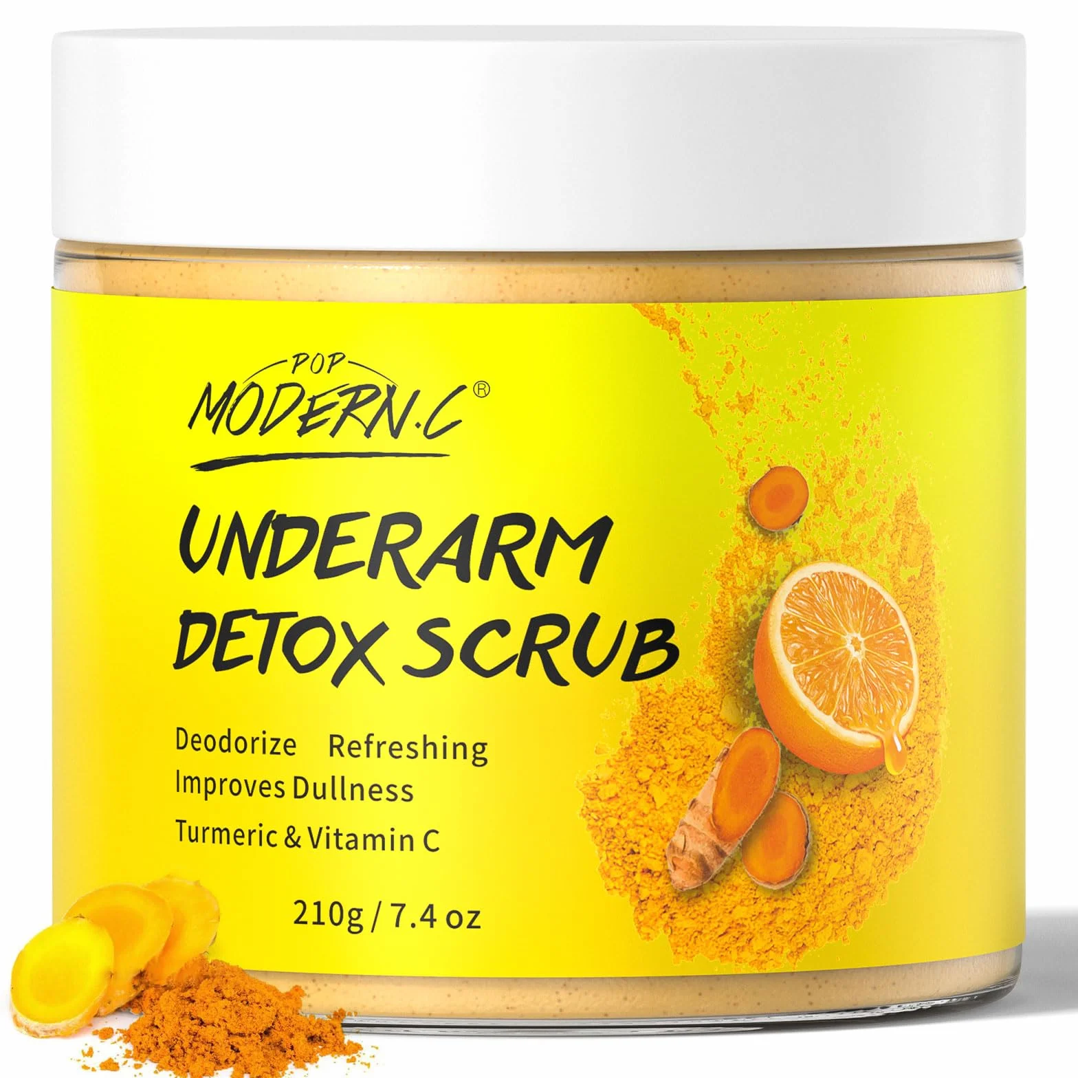 Exfoliante Desintoxicante para Axilas con Cúrcuma y Vitamina C, Eliminador Manchas Oscuras, Desodorante Corporal Unificador de Tono
