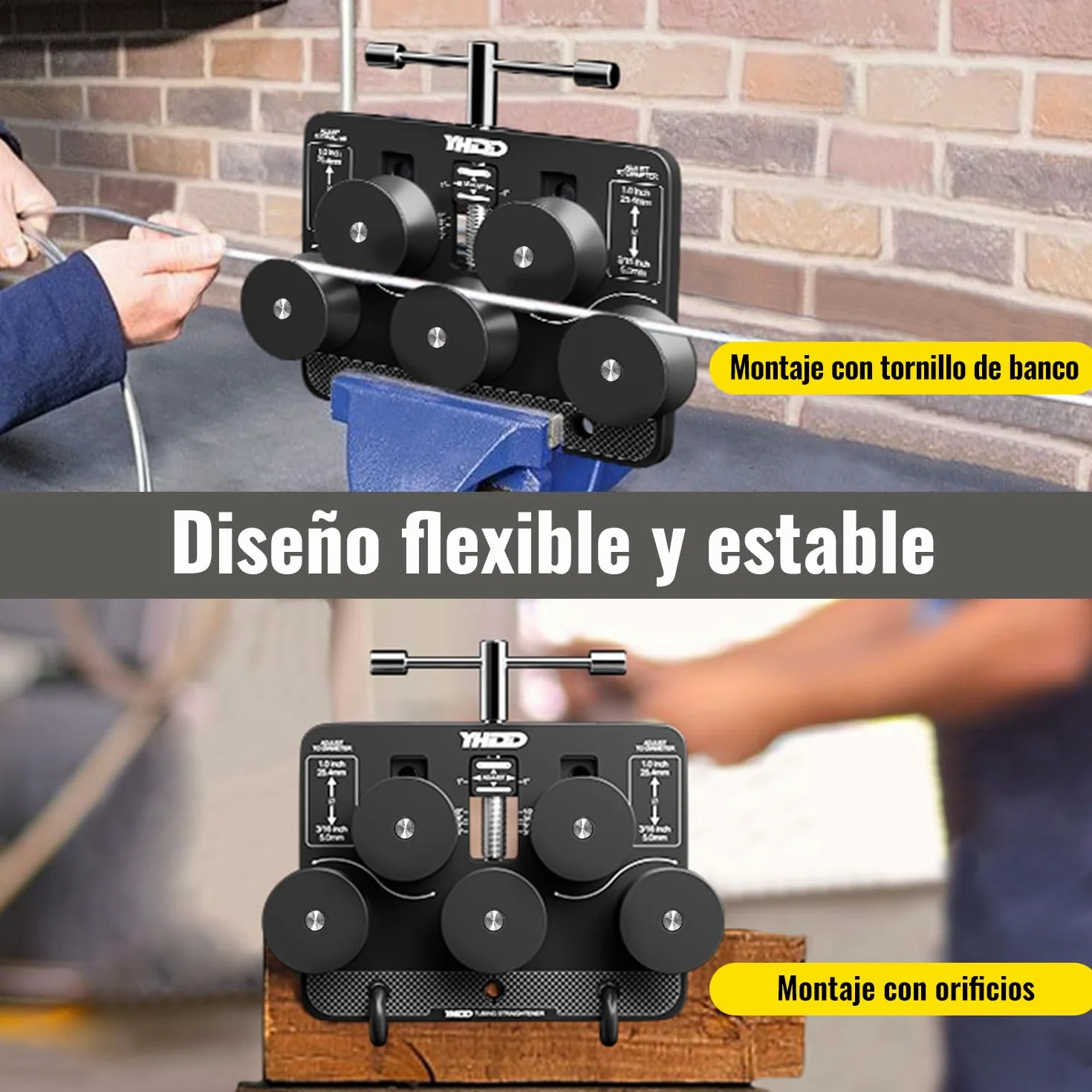 Enderezador de Tubos para Diámetros de 4,7 mm a 25,4 mm, Herramienta Ajustable para Enderezar Tubos de Freno, para Tubos de Cobre, Aluminio, Acero, Tubos Doblados y Líneas de Combustible