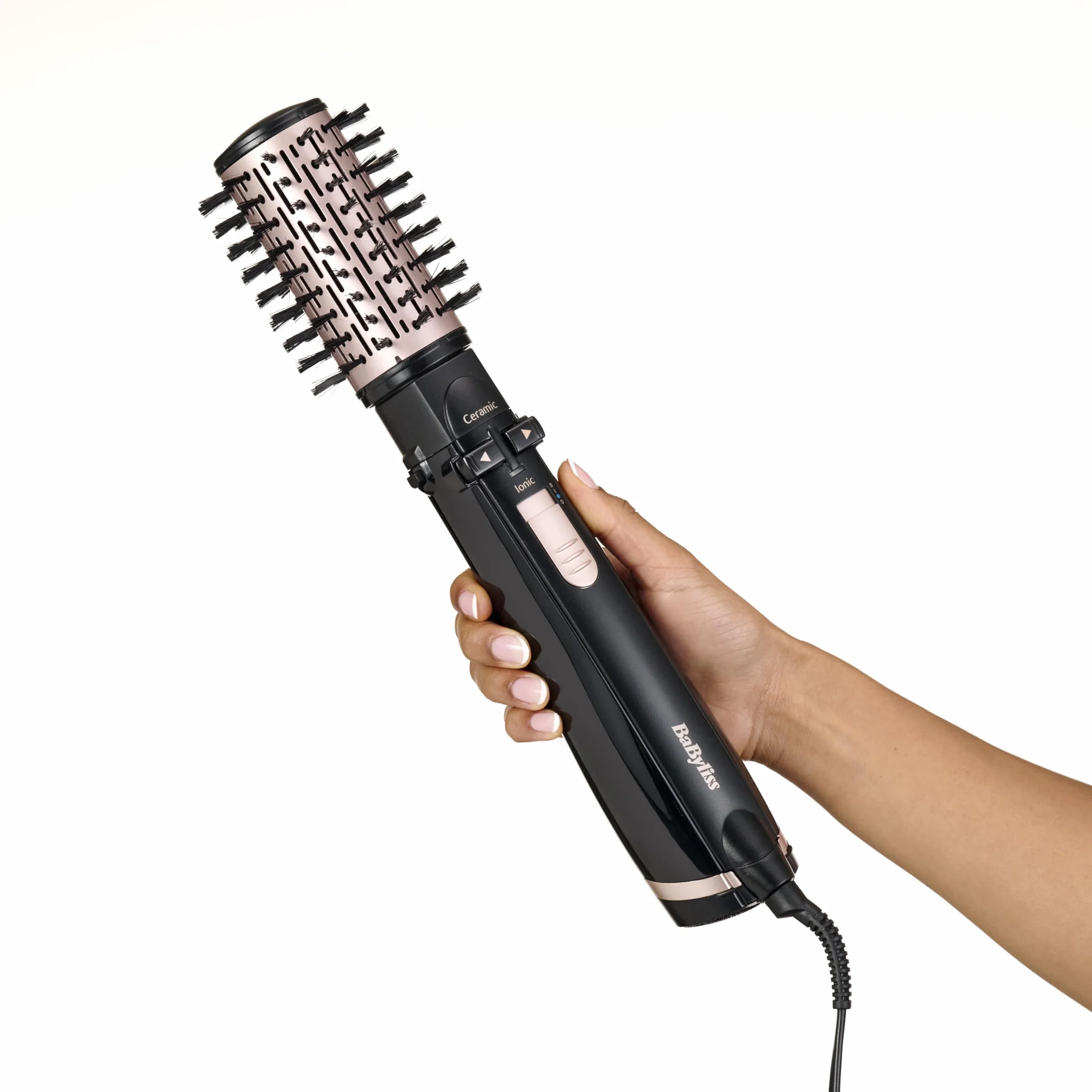 BaByliss AS200E Cepillo Rotatorio de Aire Styler Iónico con 4 Accesorios Secador Alisador Voluminizador Negro