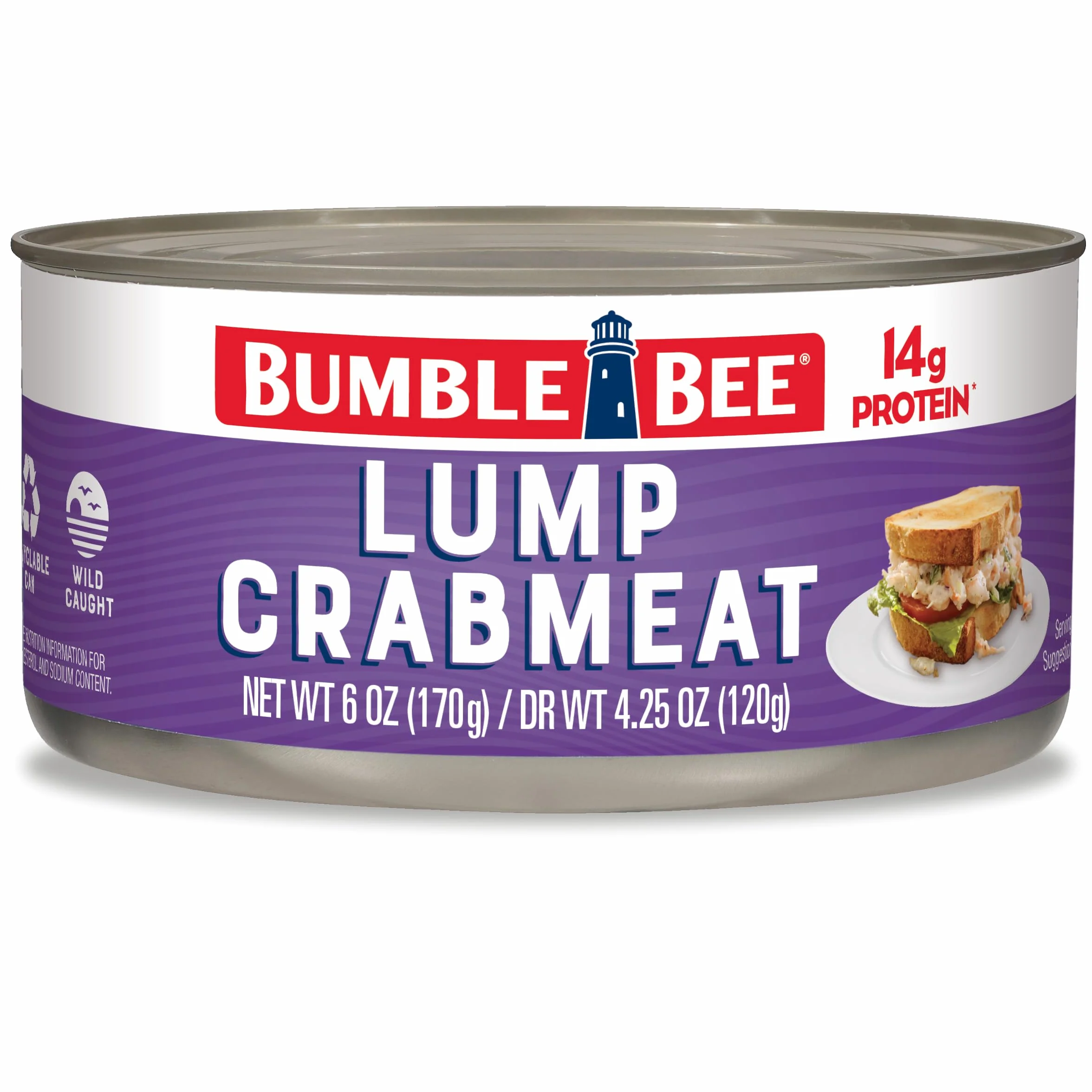 Bumble Bee Carne de Cangrejo en Trozos, Lata 170g - 14g Proteína, 1g Carbohidratos - Capturada en la Naturaleza