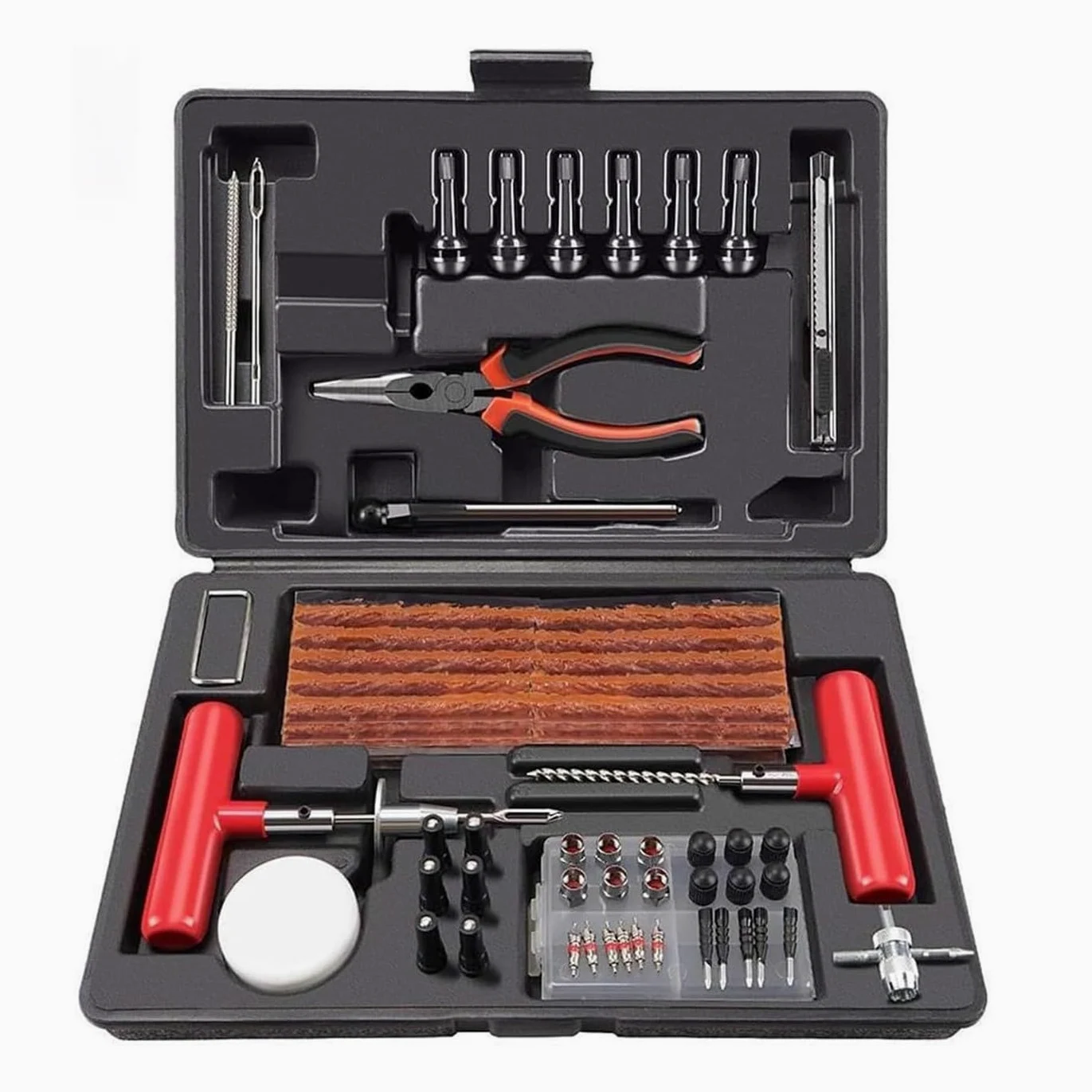 Herramientas de reparación Juegos de herramientas manuales Herramientas de reparación de automóviles Kit de reparación de neumáticos de 98 piezas Herramientas de garaje Kit de reparación de pinchazo