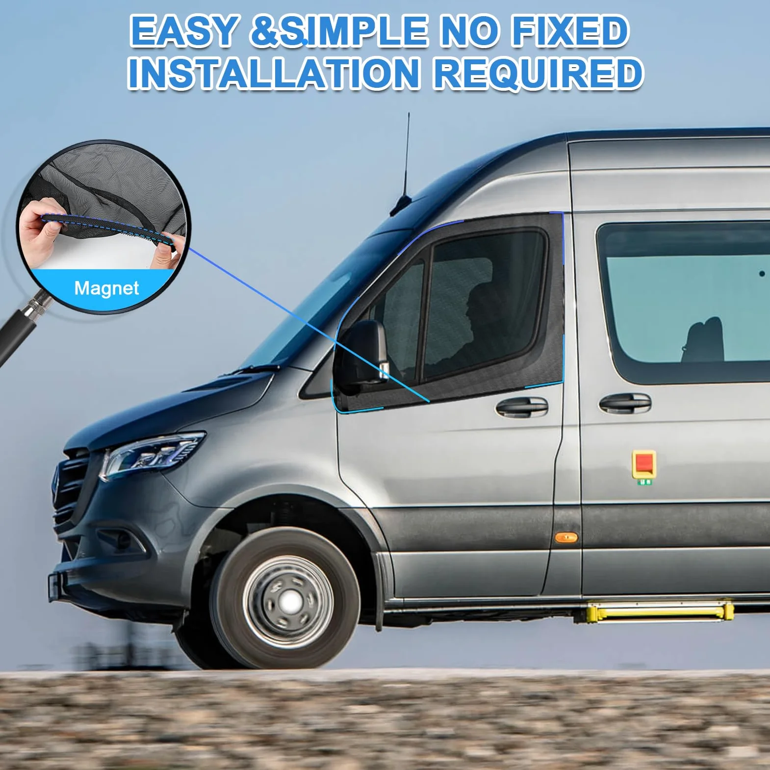 Mosquitera para Puerta Delantera Coche Ventana Parasol Compatible con Mercedes Sprinter, 1 para Amino Universal, Compatible con FIAT Ducato, Transpirable Compatible con Otra Vans