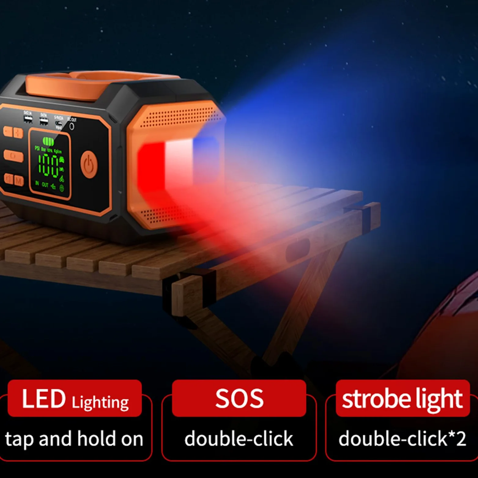 Inflador De Neumáticos Compresor De Aire Automotriz con Luz LED | Bomba De Neumáticos Con Manómetro Digital Para Autocaravana Camping Bicicleta Motocicleta Vehículo SUV Camión Garaje En
