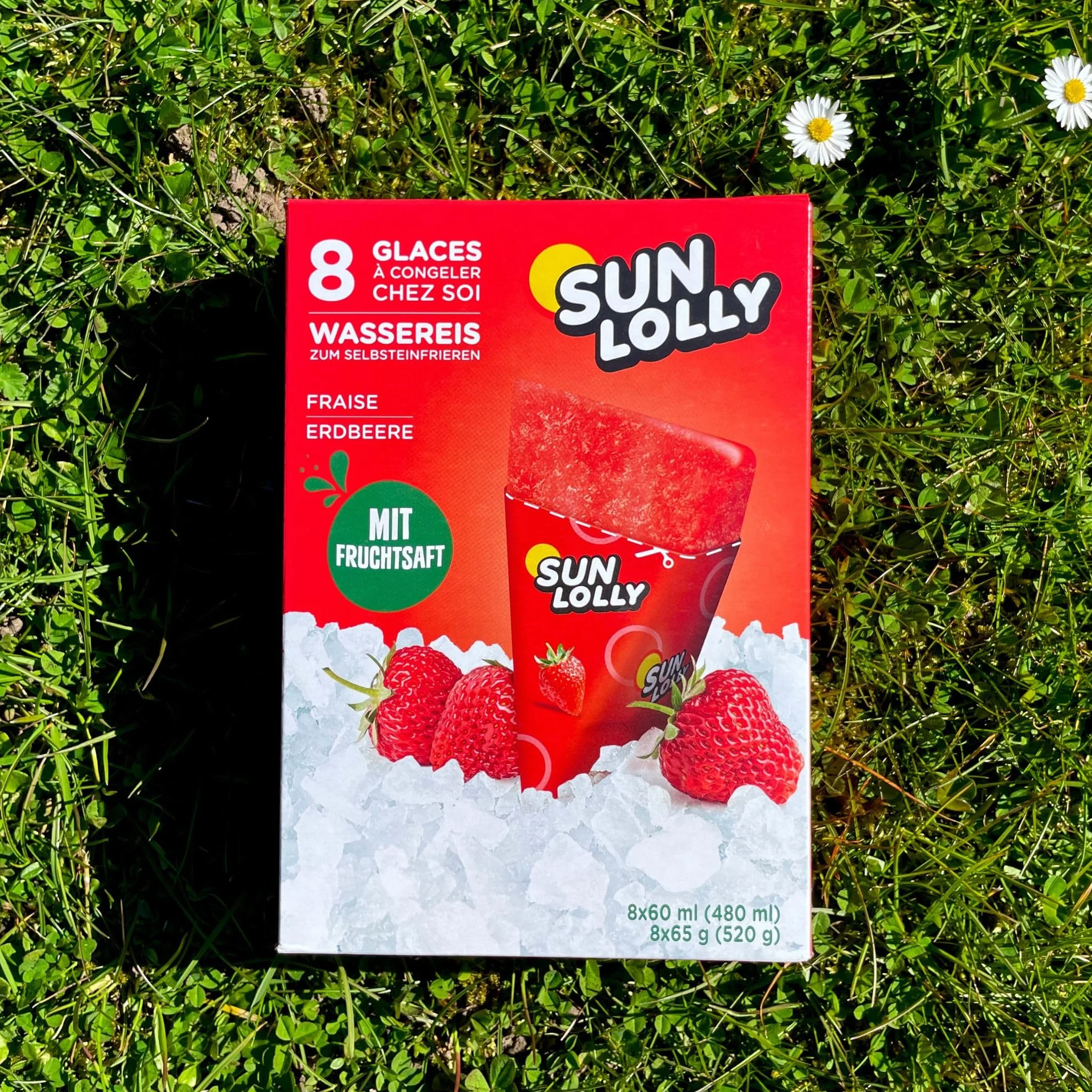 Sun Lolly Helados de agua Fresa 8 piezas 480 ml Sin lactosa Sin gluten