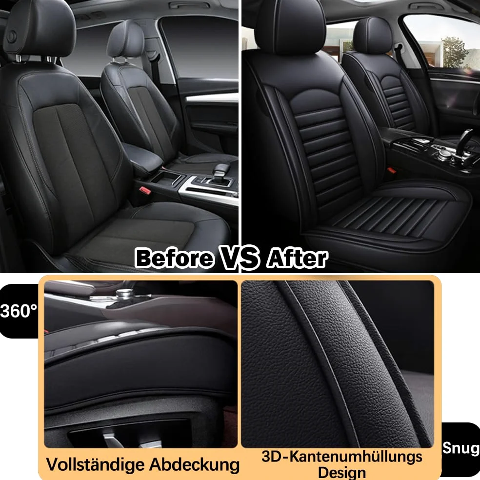 Juego de 2 fundas de asiento de coche para Mercedes Benz Clase B, Clase C, Clase E, GLB, GLK, GLC, GLE (negro)